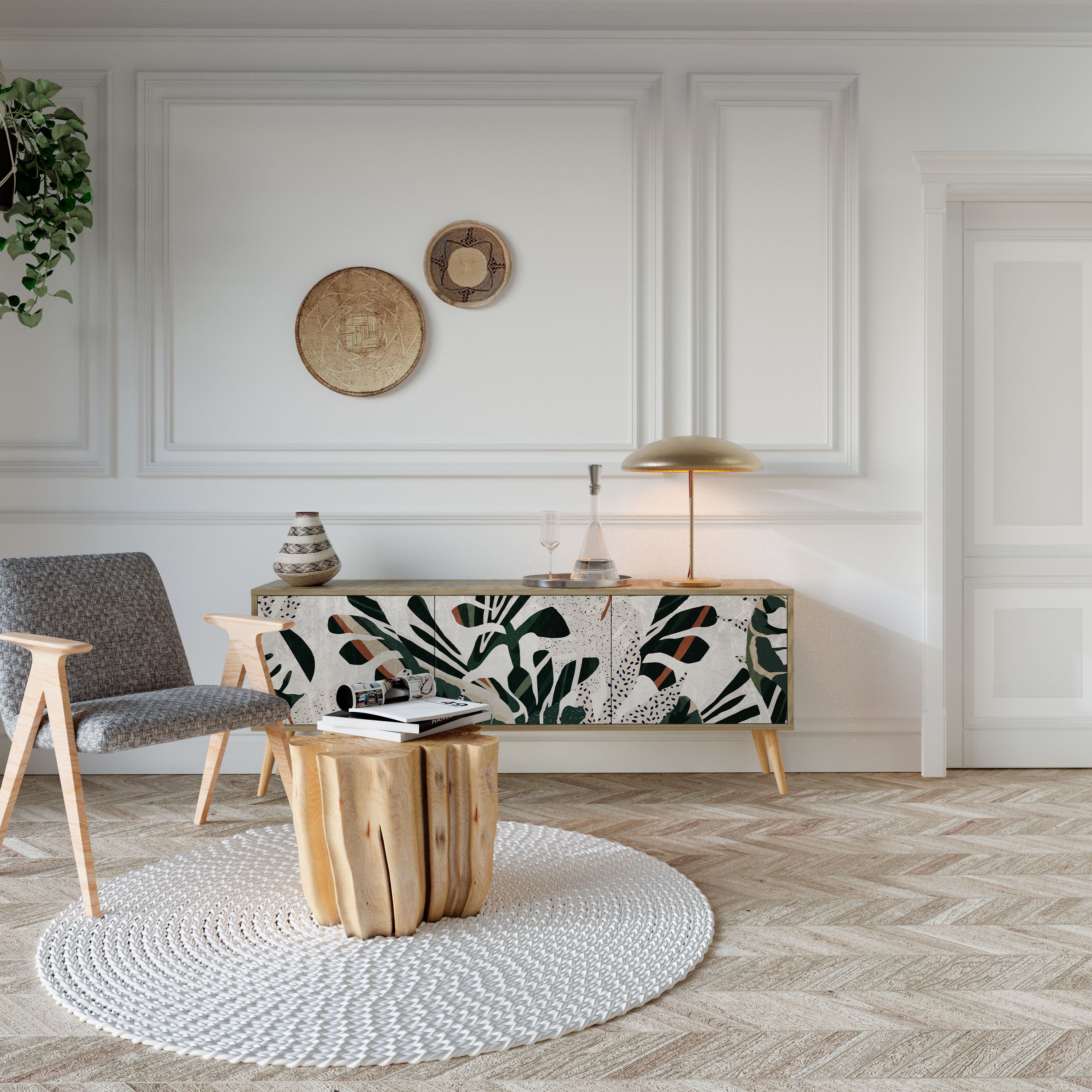 VERDURE FORMATION TV-Lowboard mit 3 Türen in Eiche-Optik