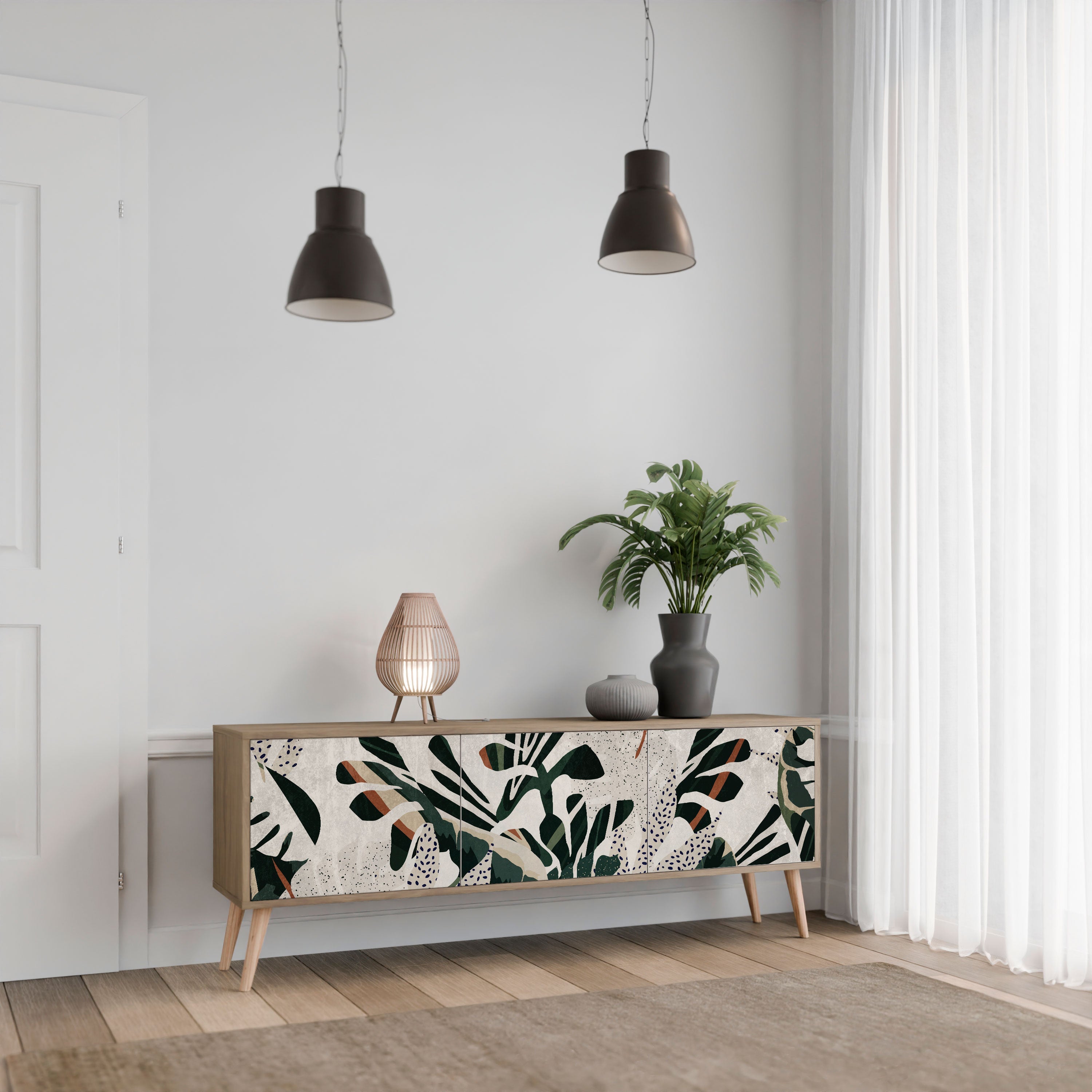 VERDURE FORMATION TV-Lowboard mit 3 Türen in Eiche-Optik