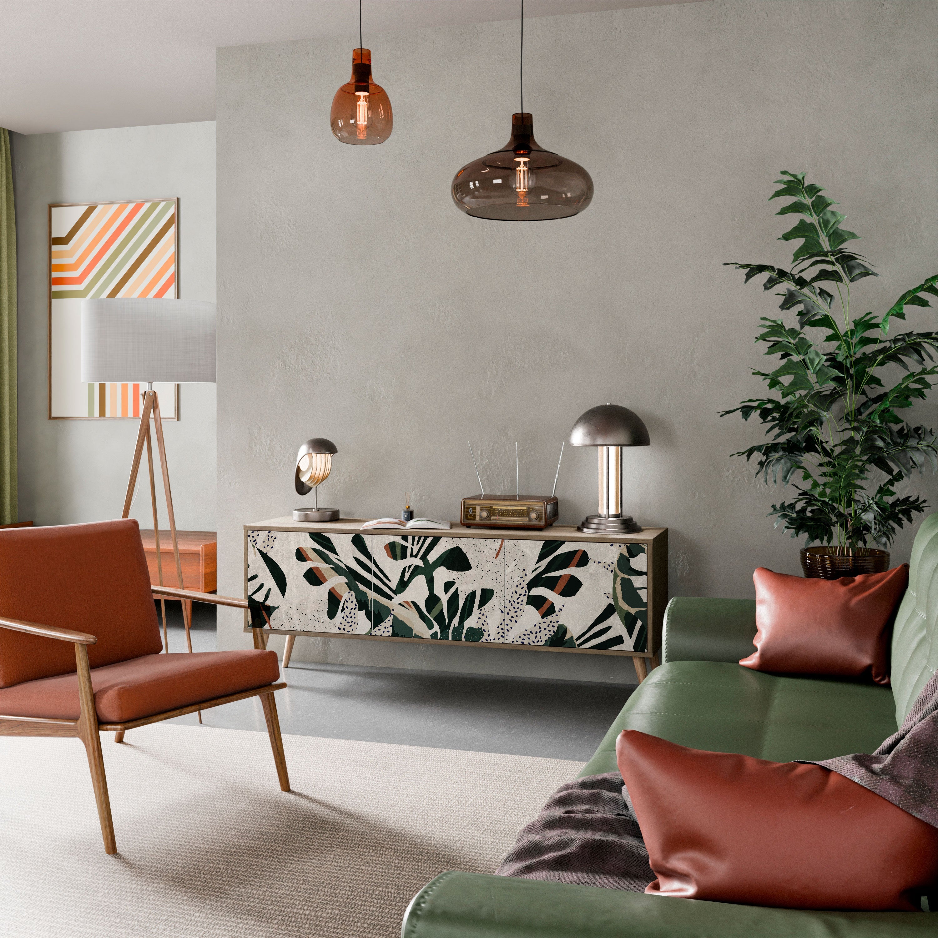 VERDURE FORMATION TV-Lowboard mit 3 Türen in Eiche-Optik