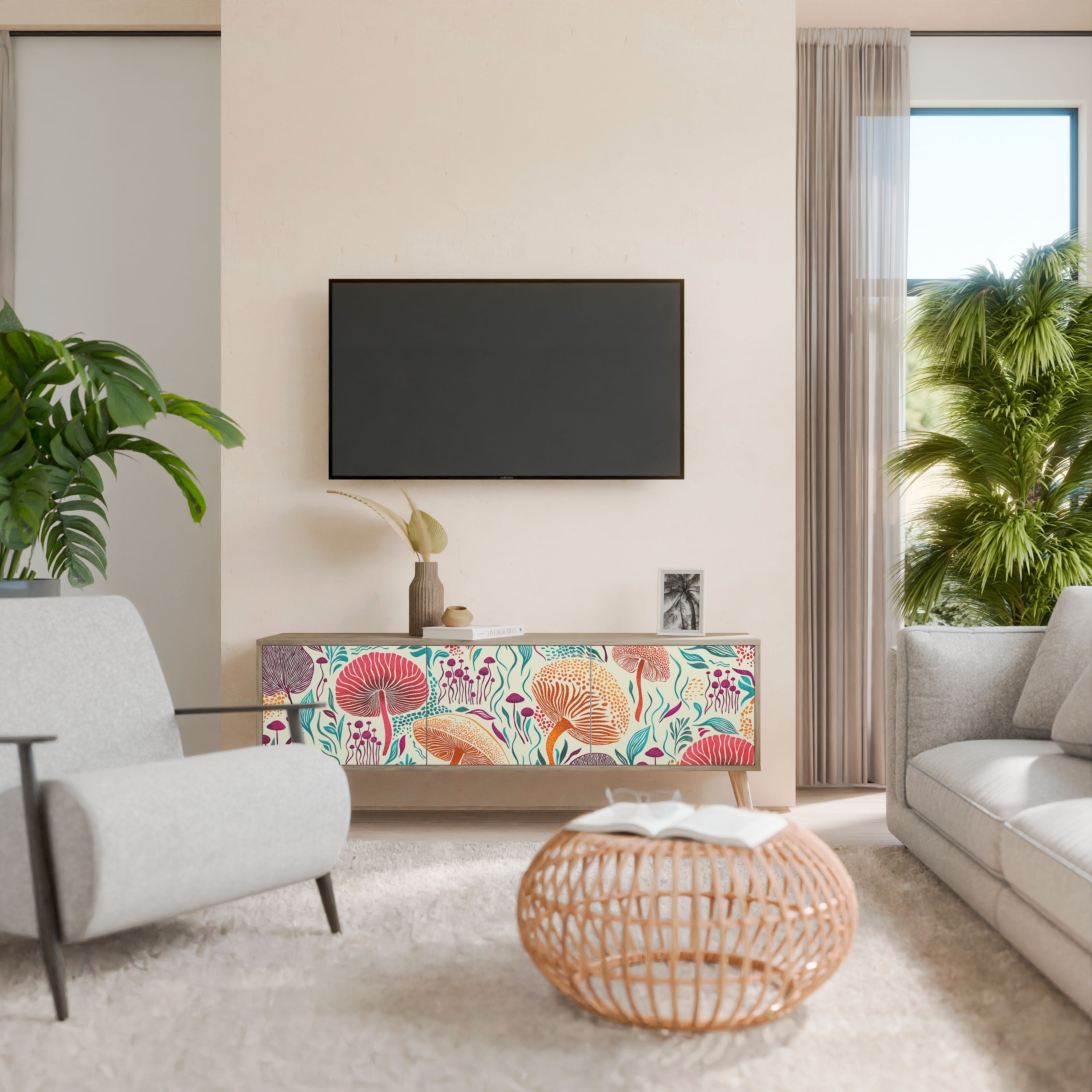 FUNGUS FANTASY TV-Lowboard mit 3 Türen in Eiche-Optik