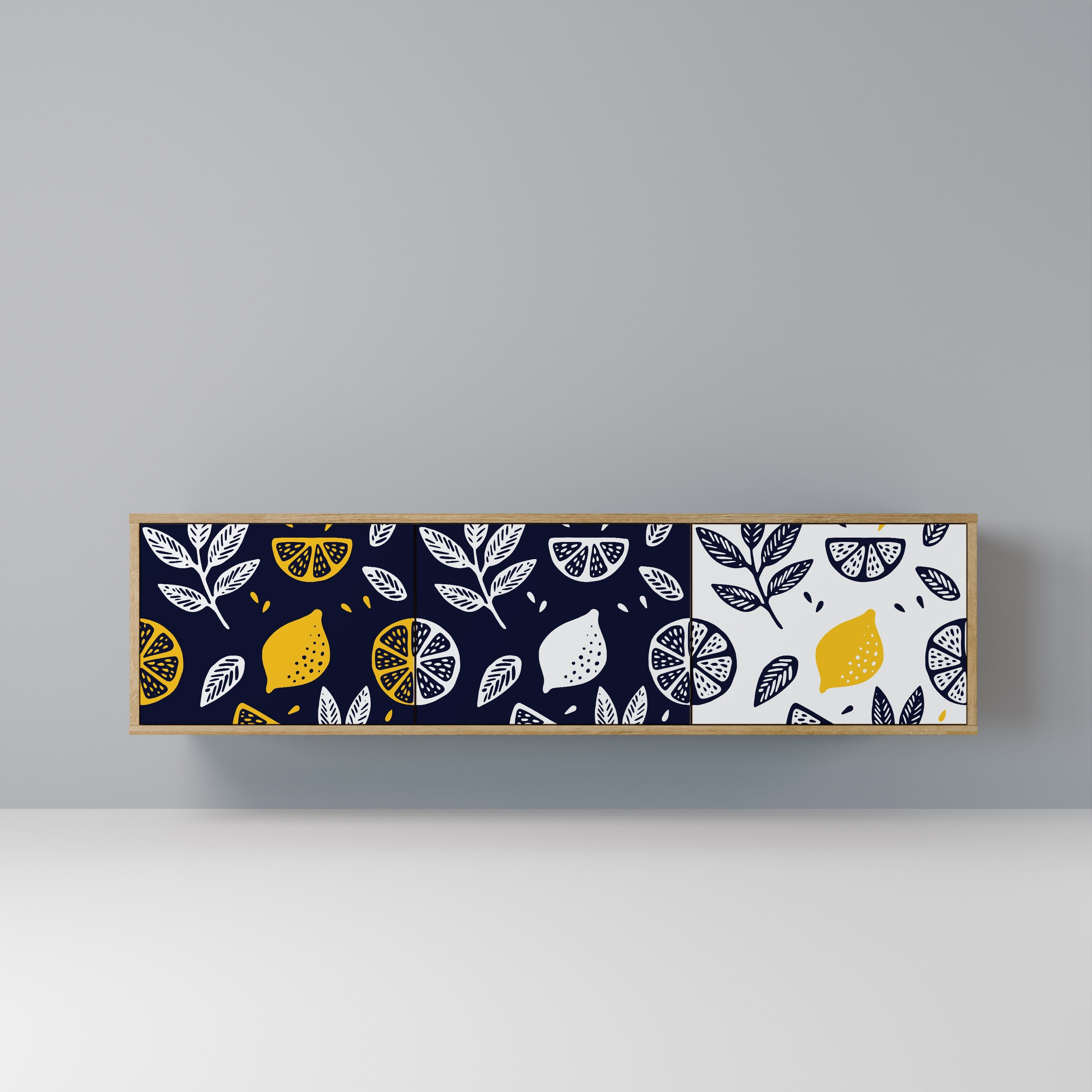 CITRUS BLACK AND WHITE TV-Lowboard mit 3 Türen in Eiche-Optik