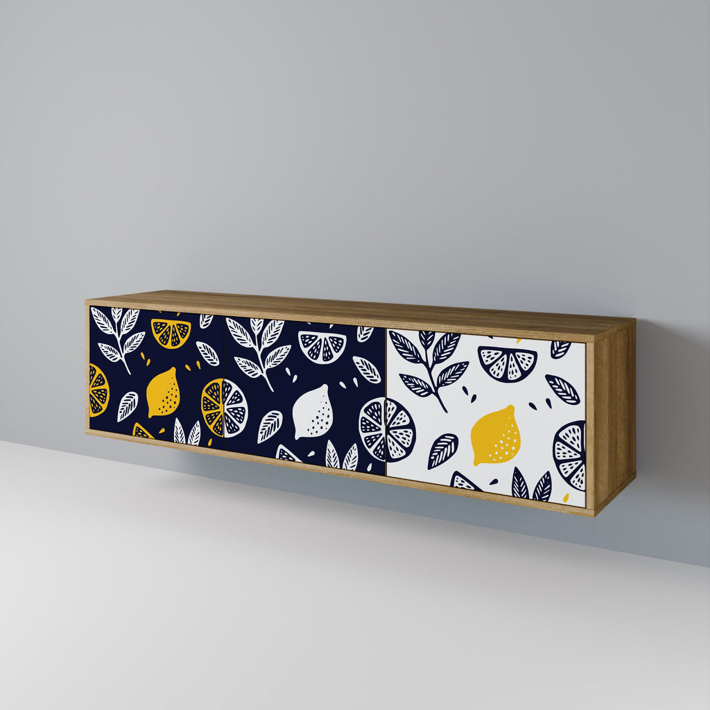 CITRUS BLACK AND WHITE TV-Lowboard mit 3 Türen in Eiche-Optik