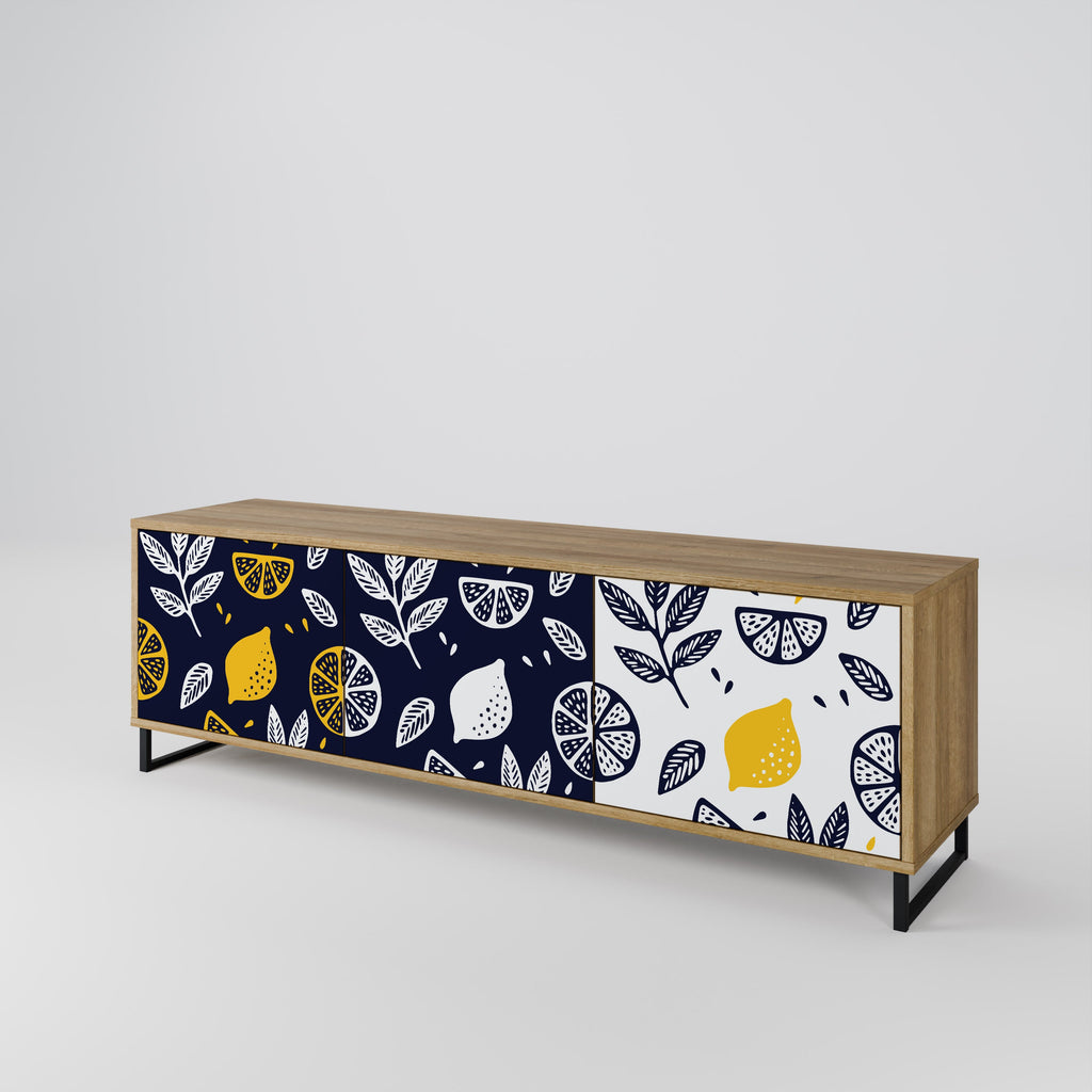 CITRUS BLACK AND WHITE TV-Lowboard mit 3 Türen in Eiche-Optik