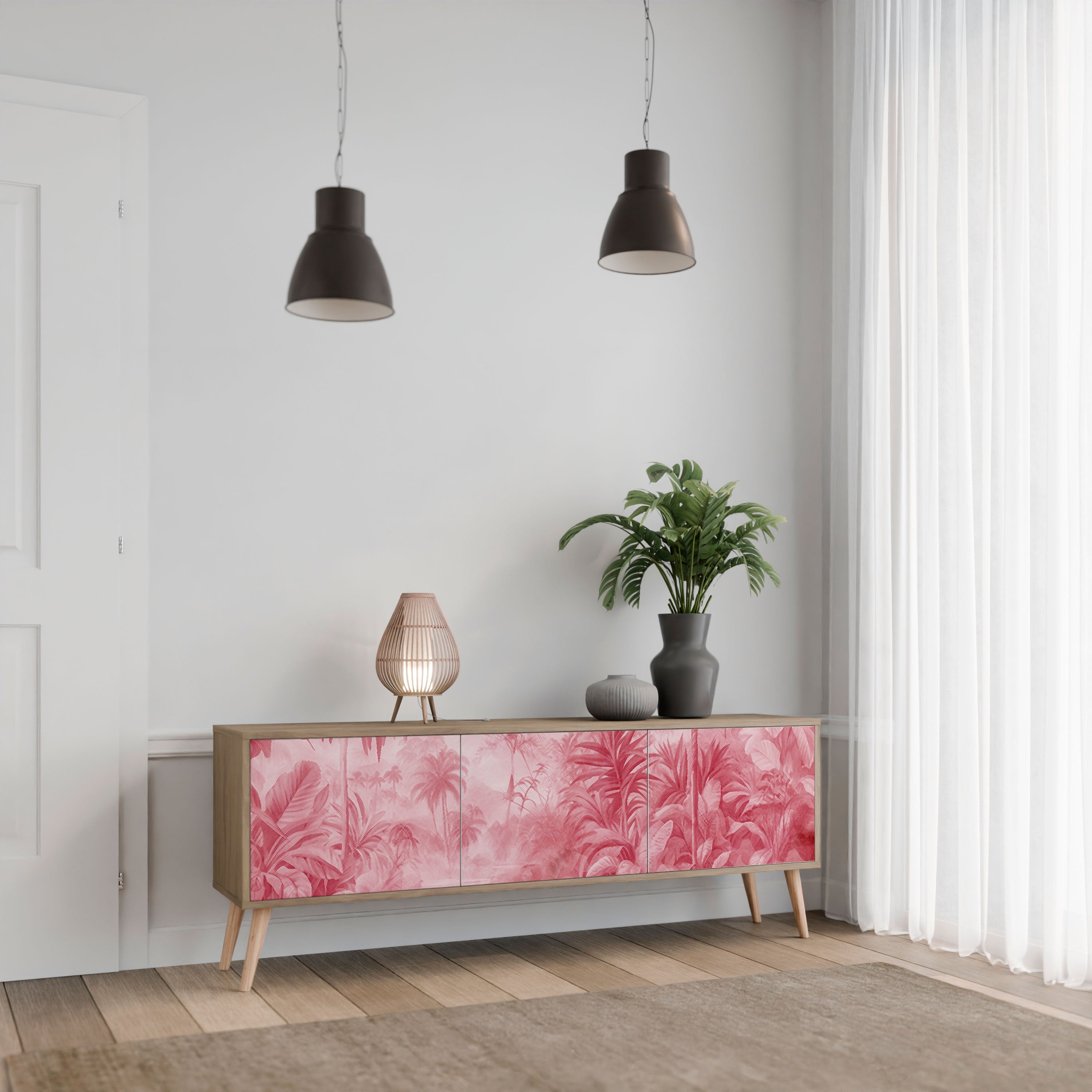 SWEET TROPICS TV-Lowboard mit 3 Türen in Eiche-Optik