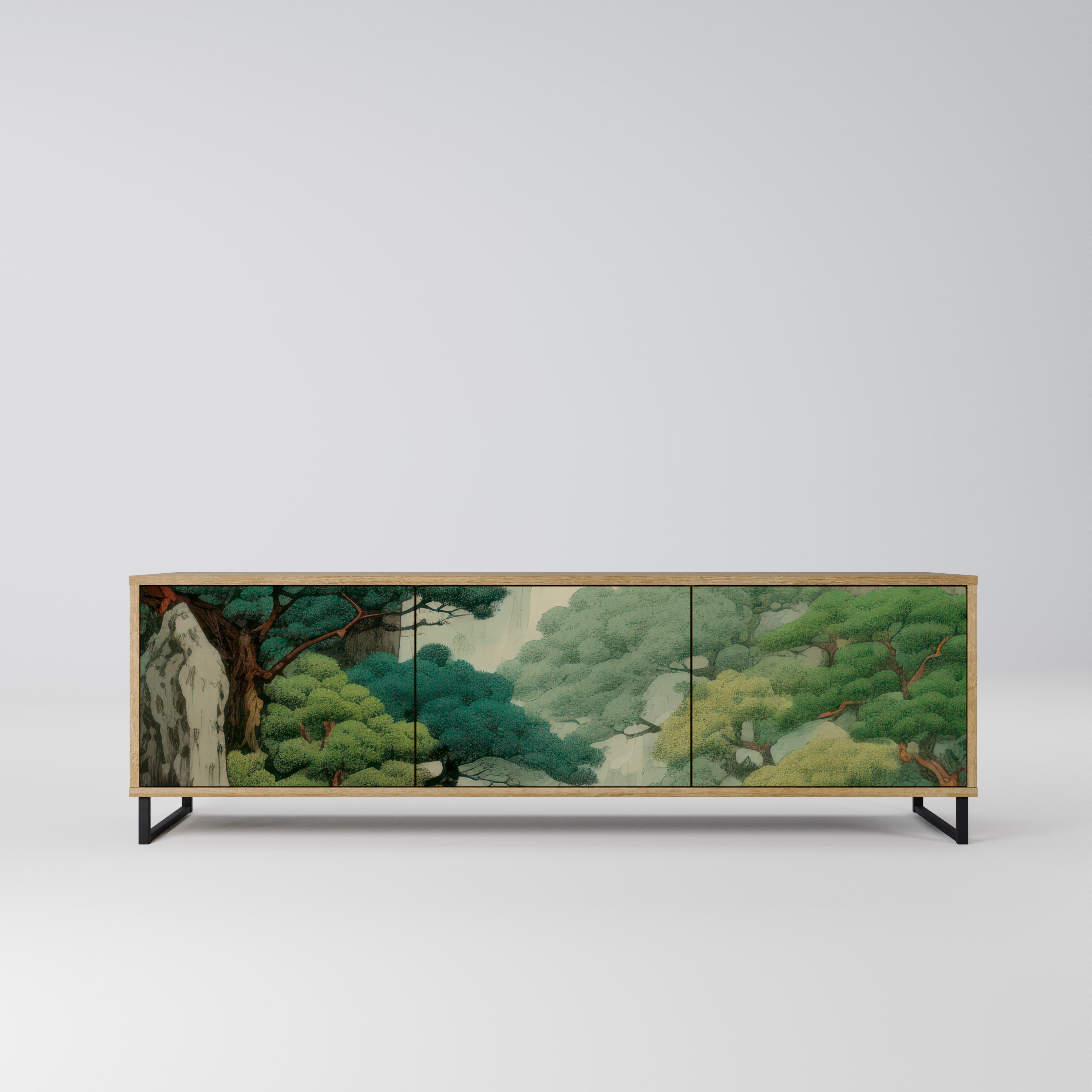 VERDURE ABYSS TV-Lowboard mit 3 Türen in Eiche-Optik