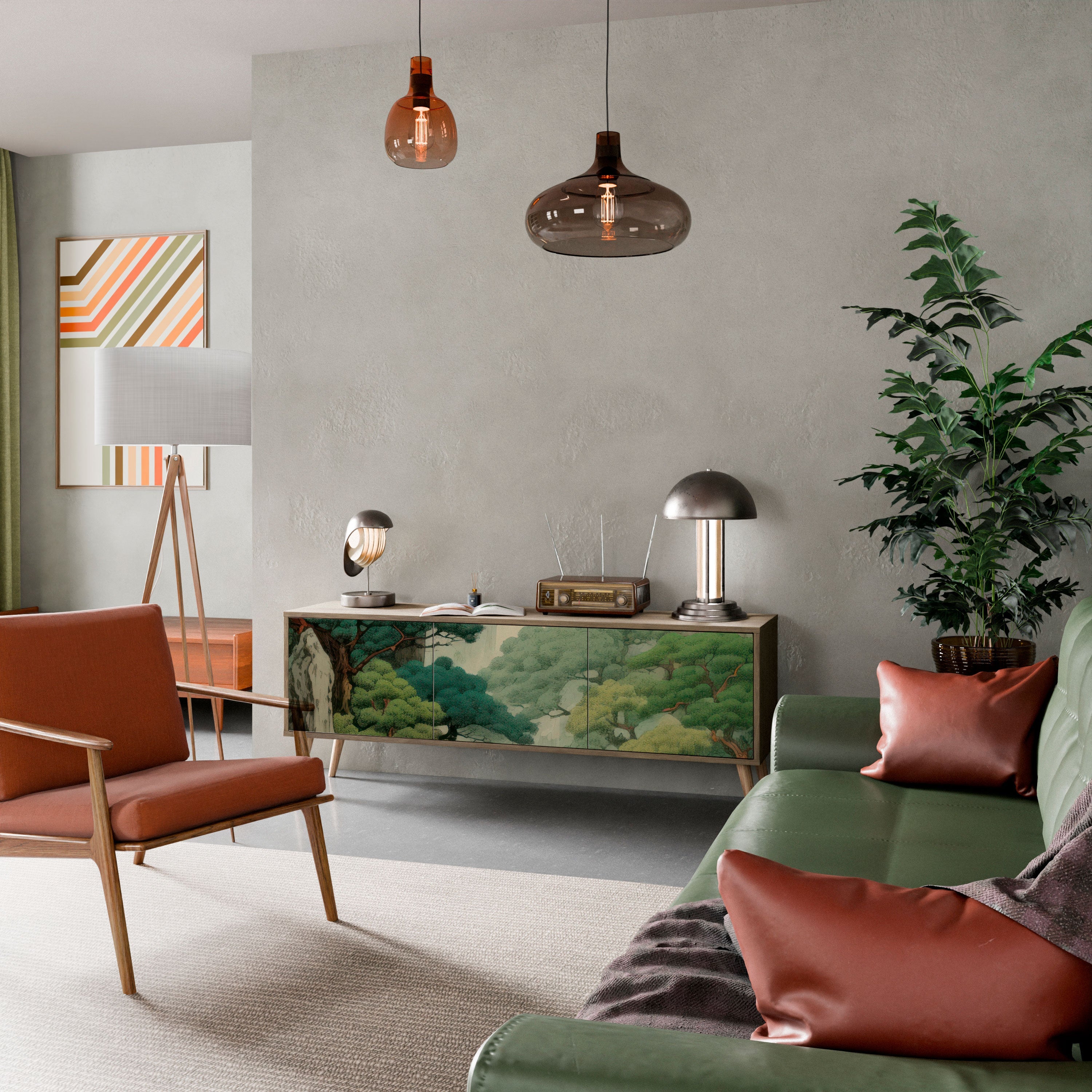 VERDURE ABYSS TV-Lowboard mit 3 Türen in Eiche-Optik