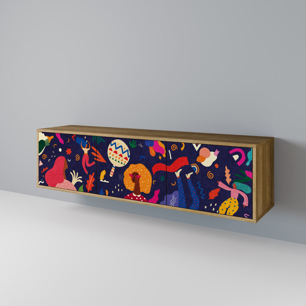 FESTIVE PLEASURES TV-Lowboard mit 3 Türen in Eiche-Optik