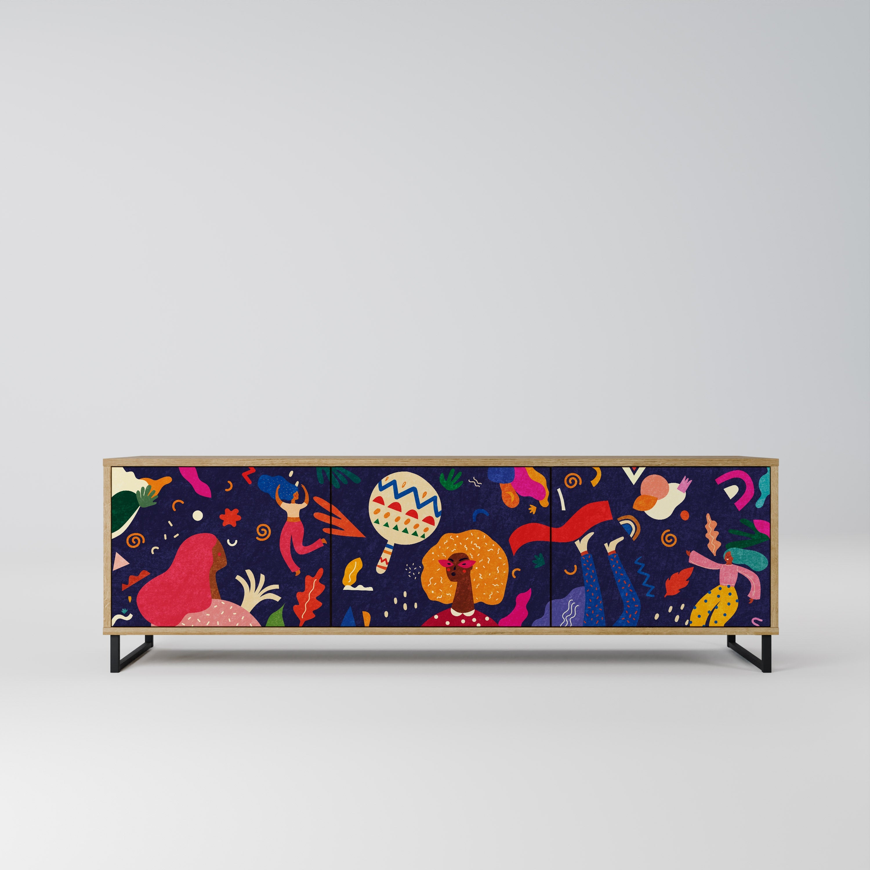 FESTIVE PLEASURES TV-Lowboard mit 3 Türen in Eiche-Optik