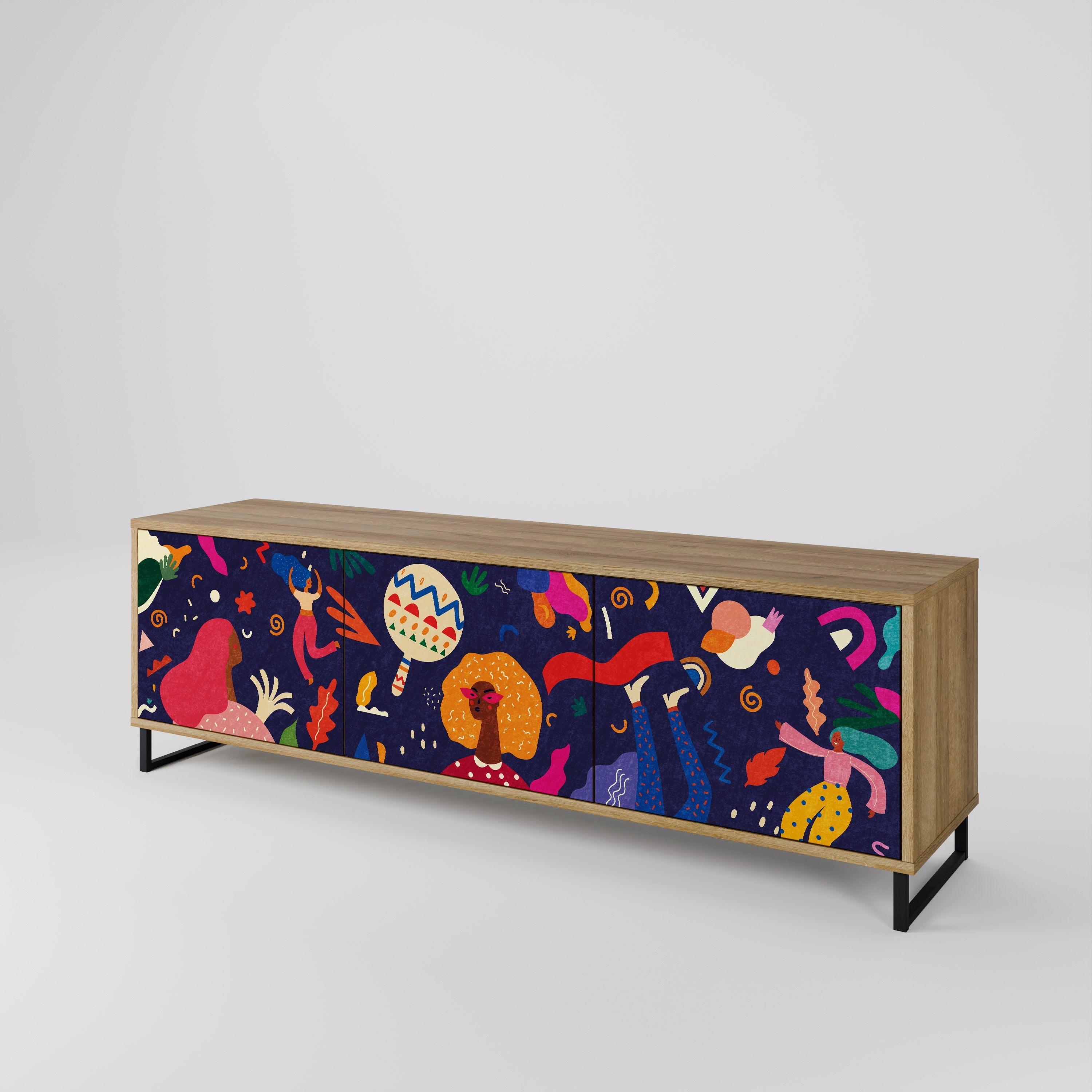 FESTIVE PLEASURES TV-Lowboard mit 3 Türen in Eiche-Optik