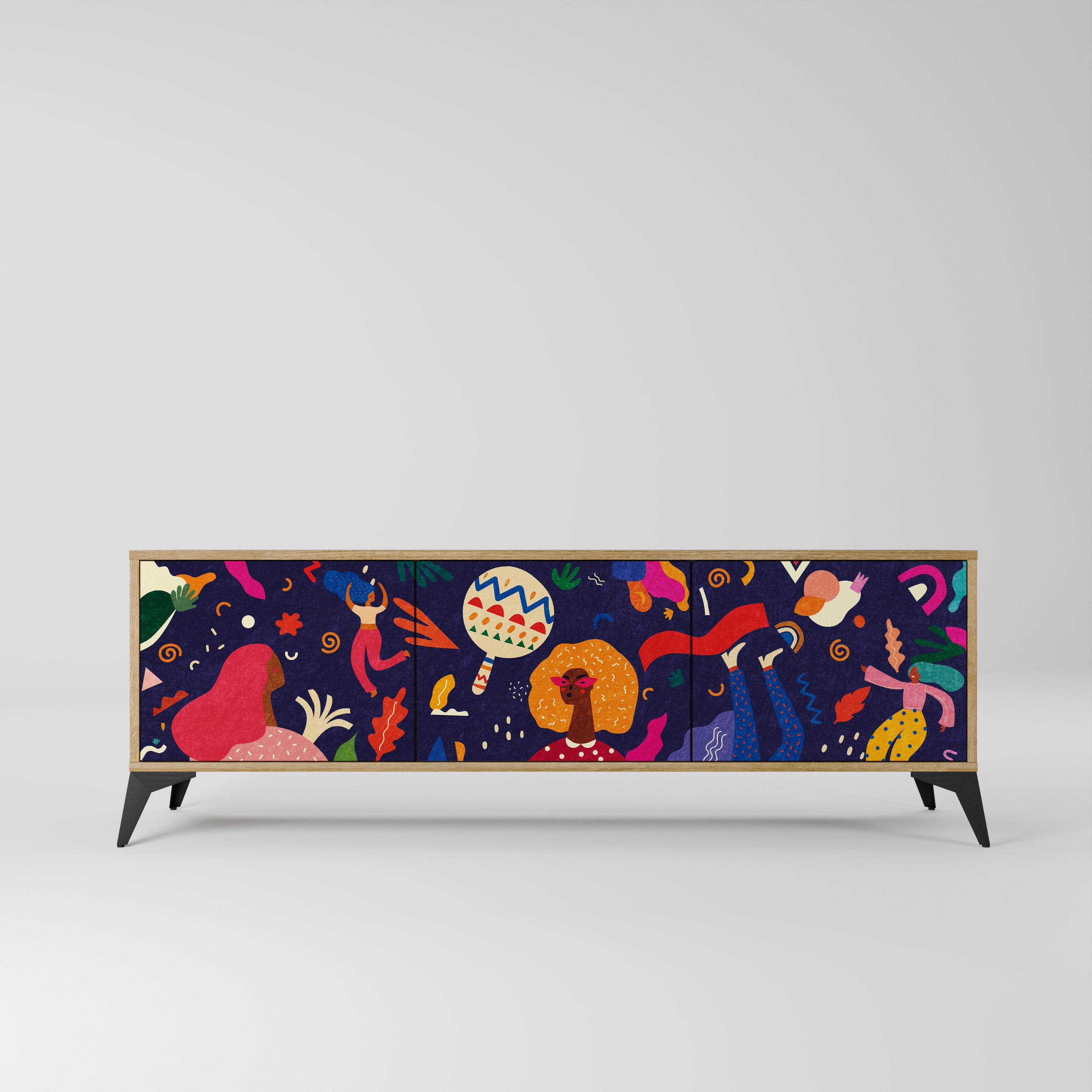 FESTIVE PLEASURES TV-Lowboard mit 3 Türen in Eiche-Optik