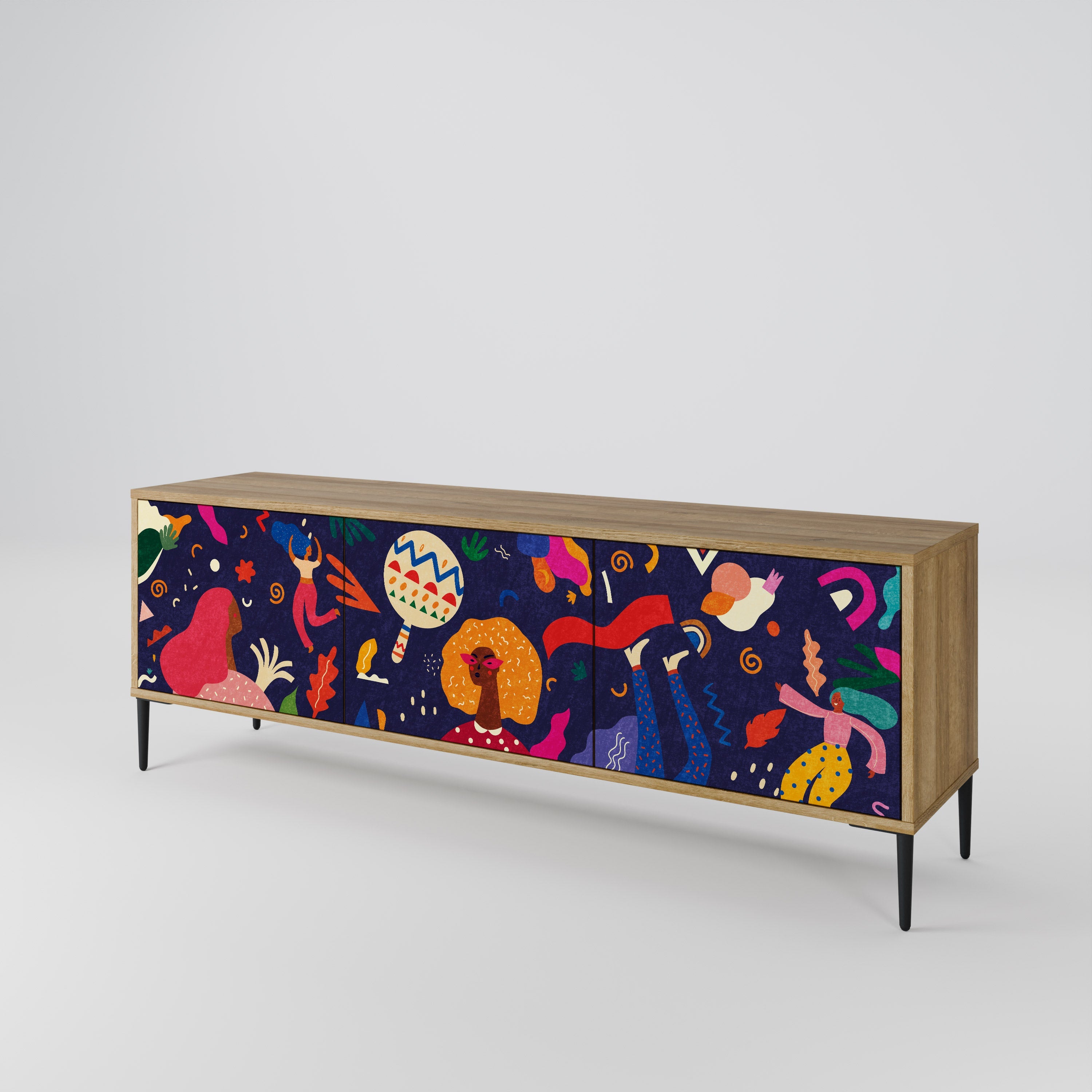 FESTIVE PLEASURES TV-Lowboard mit 3 Türen in Eiche-Optik