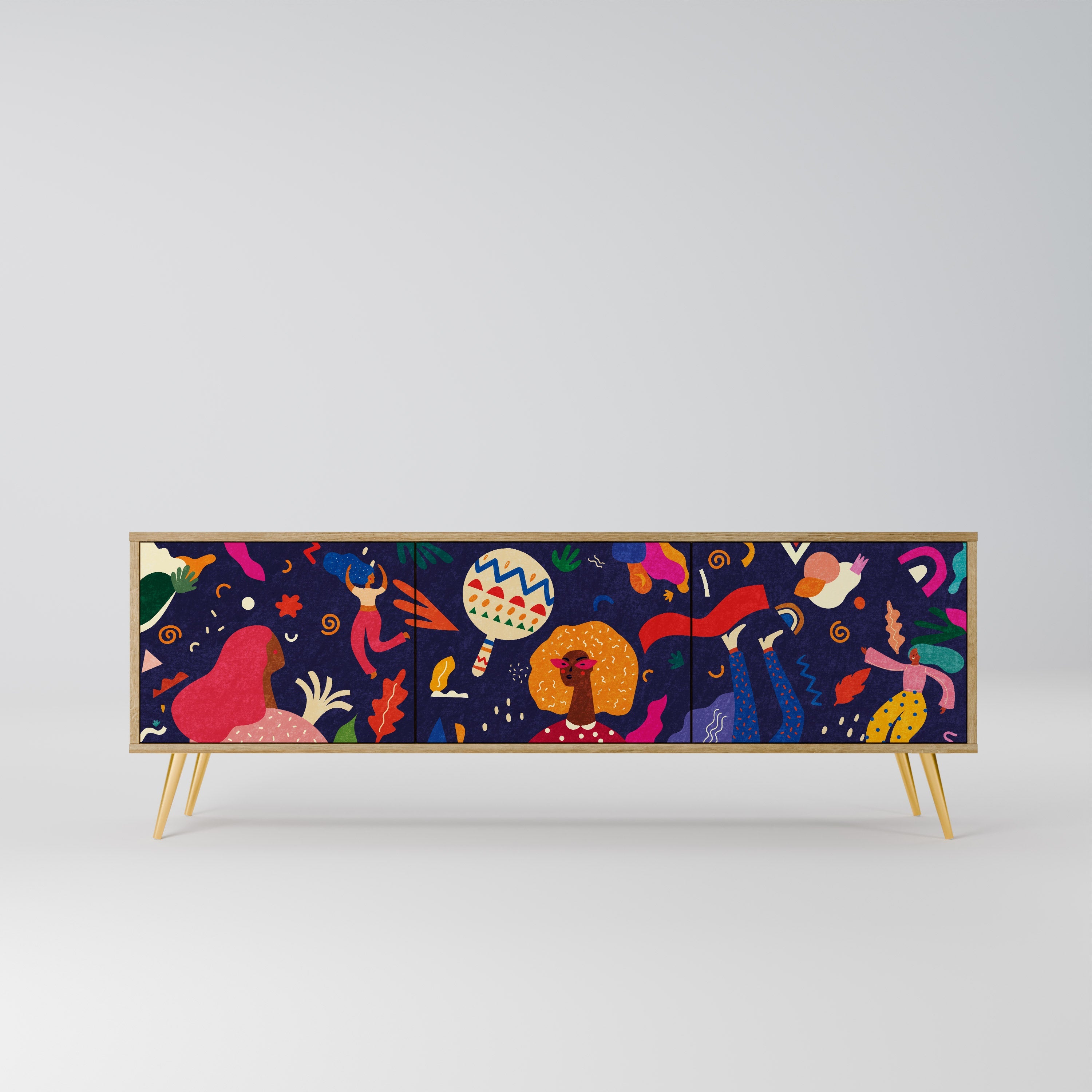 FESTIVE PLEASURES TV-Lowboard mit 3 Türen in Eiche-Optik