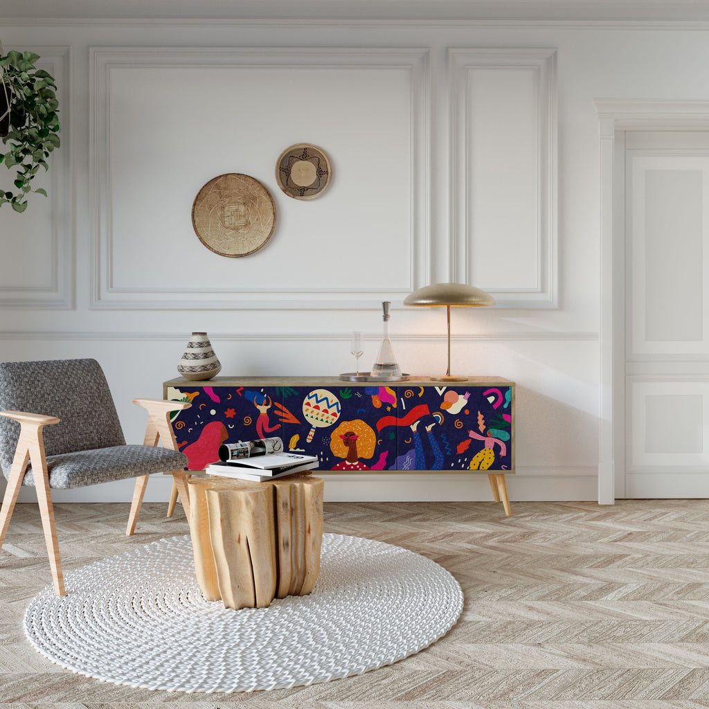 FESTIVE PLEASURES TV-Lowboard mit 3 Türen in Eiche-Optik