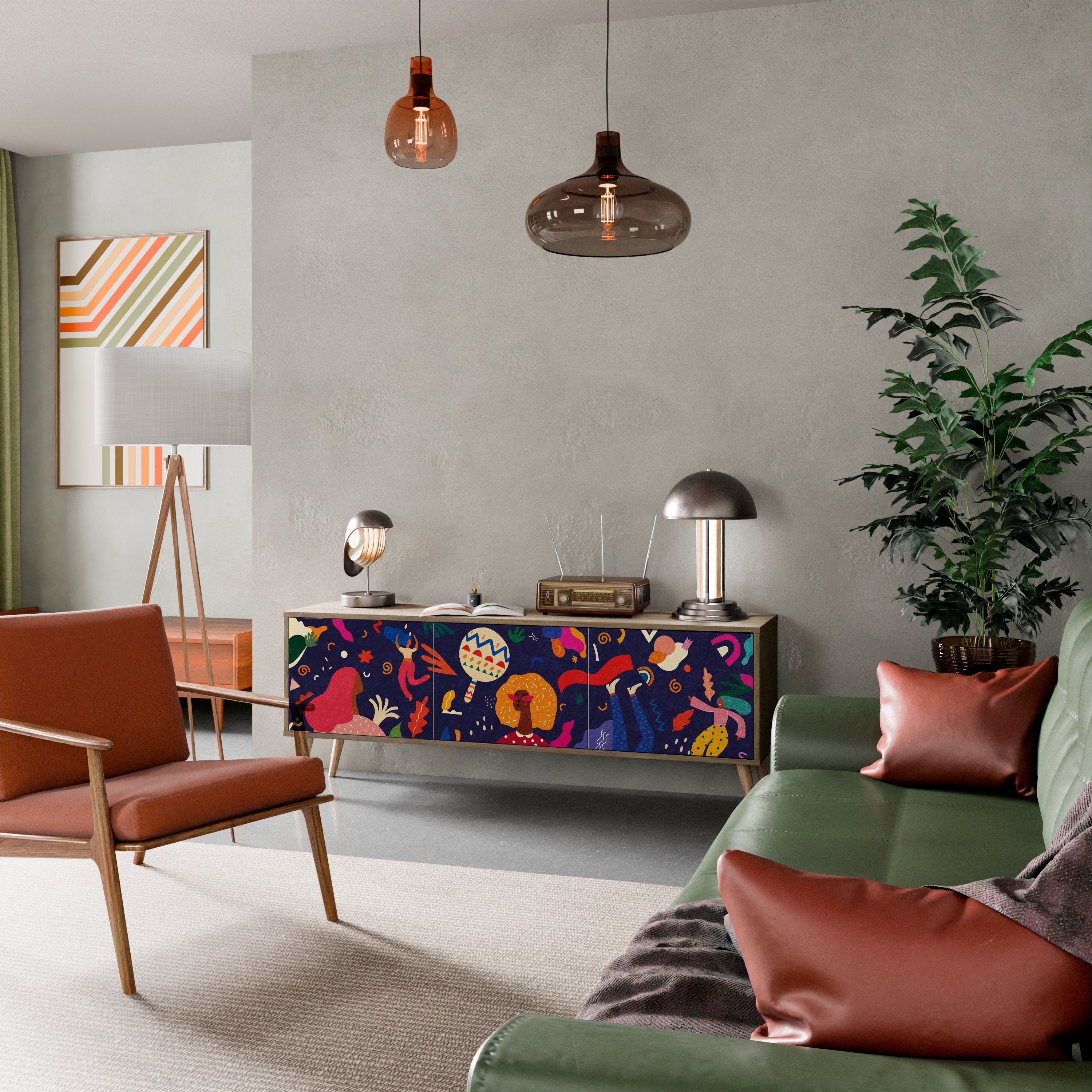 FESTIVE PLEASURES TV-Lowboard mit 3 Türen in Eiche-Optik