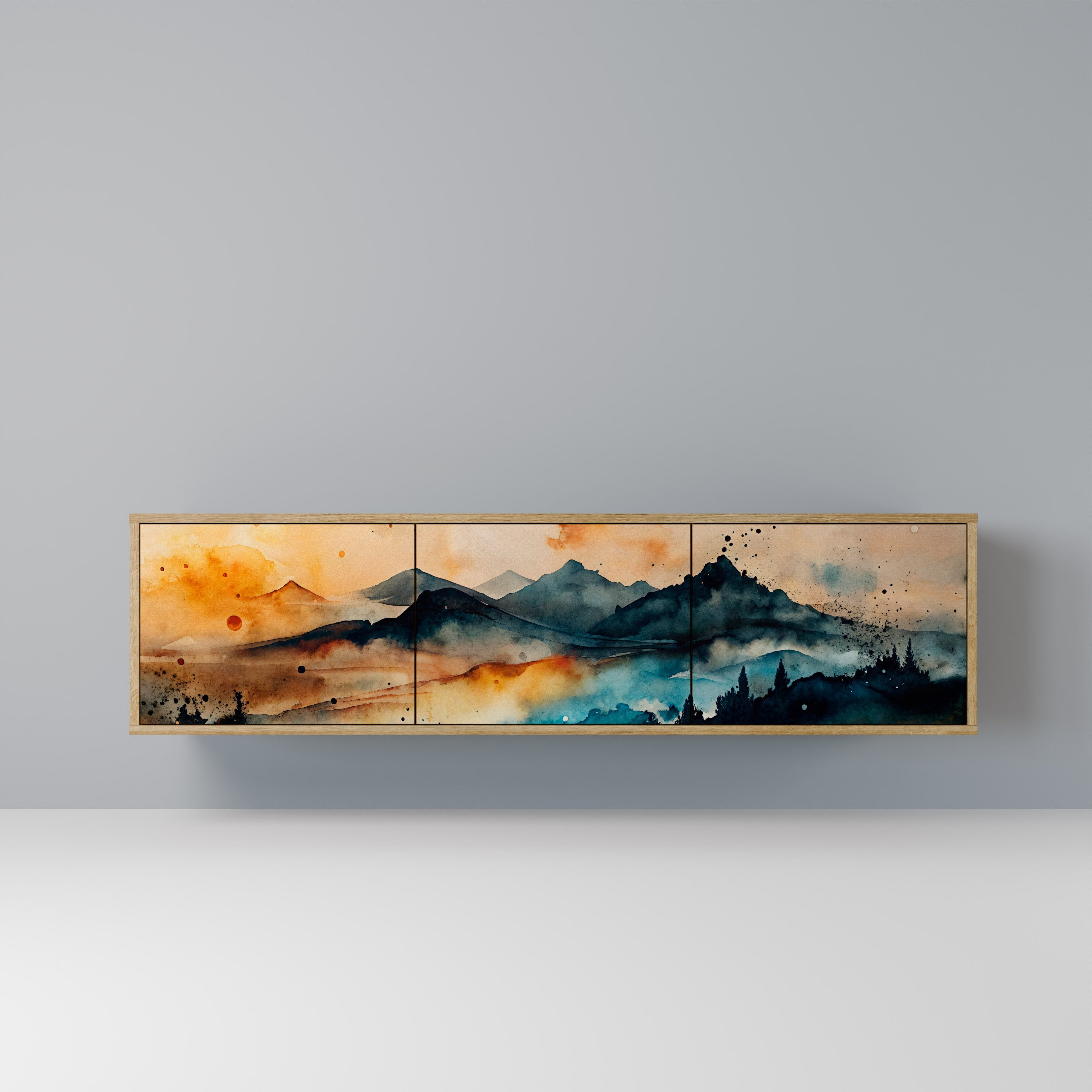 OMINOUS MOUNTAINS TV-Lowboard mit 3 Türen in Eiche-Optik