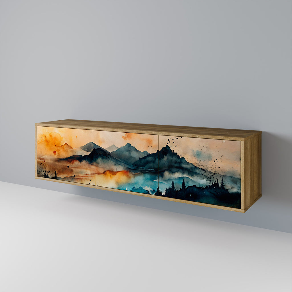 OMINOUS MOUNTAINS TV-Lowboard mit 3 Türen in Eiche-Optik