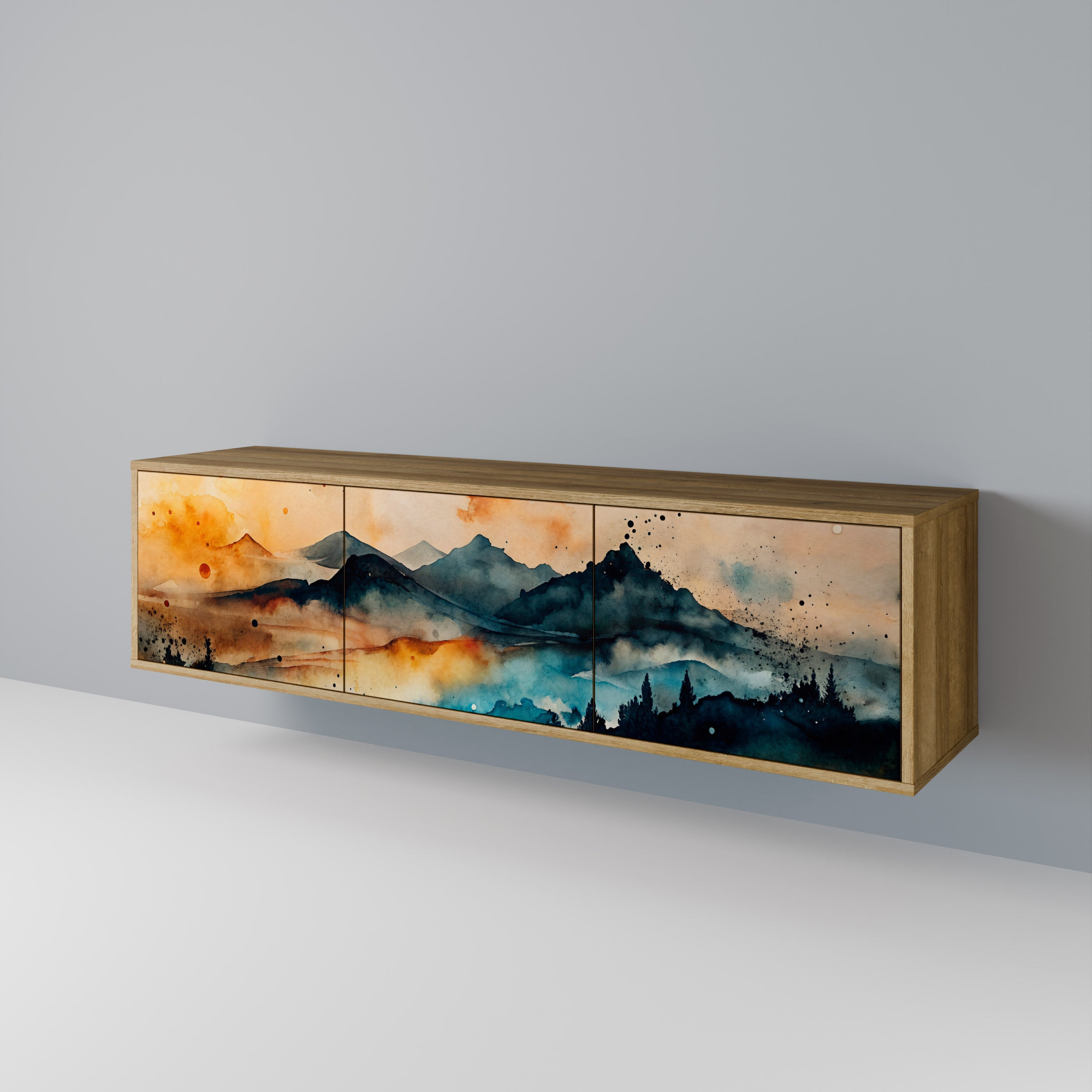 OMINOUS MOUNTAINS TV-Lowboard mit 3 Türen in Eiche-Optik