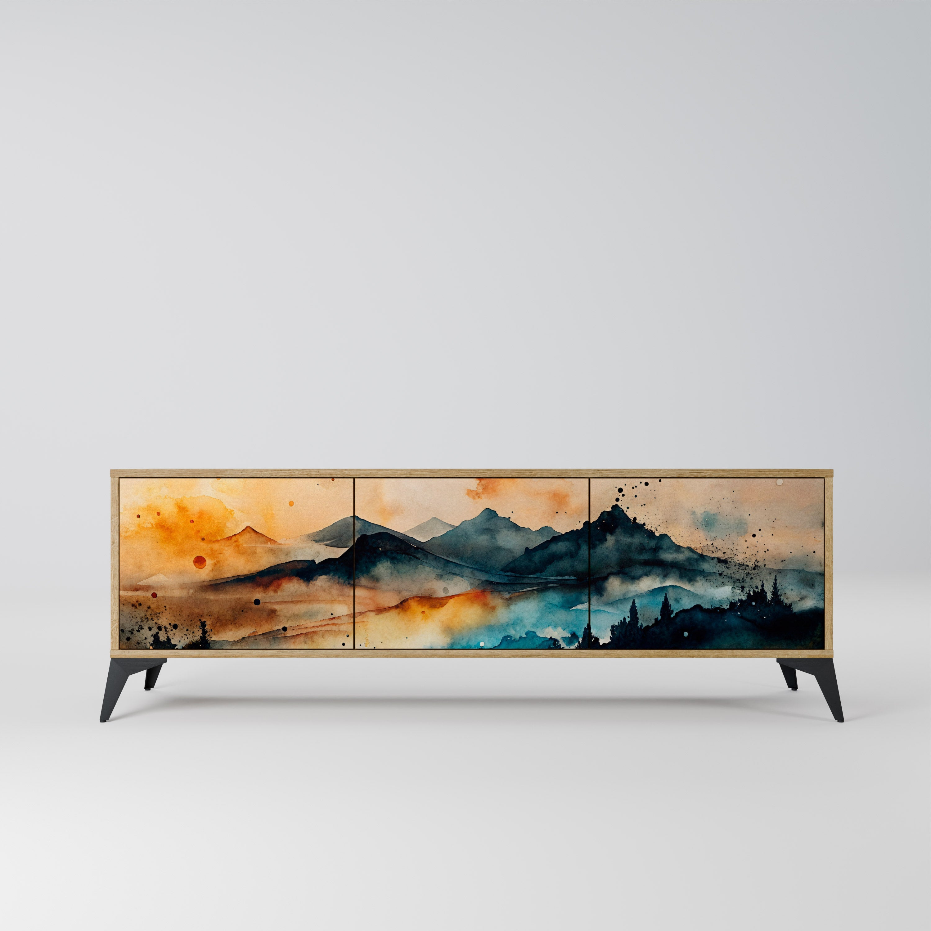 OMINOUS MOUNTAINS TV-Lowboard mit 3 Türen in Eiche-Optik