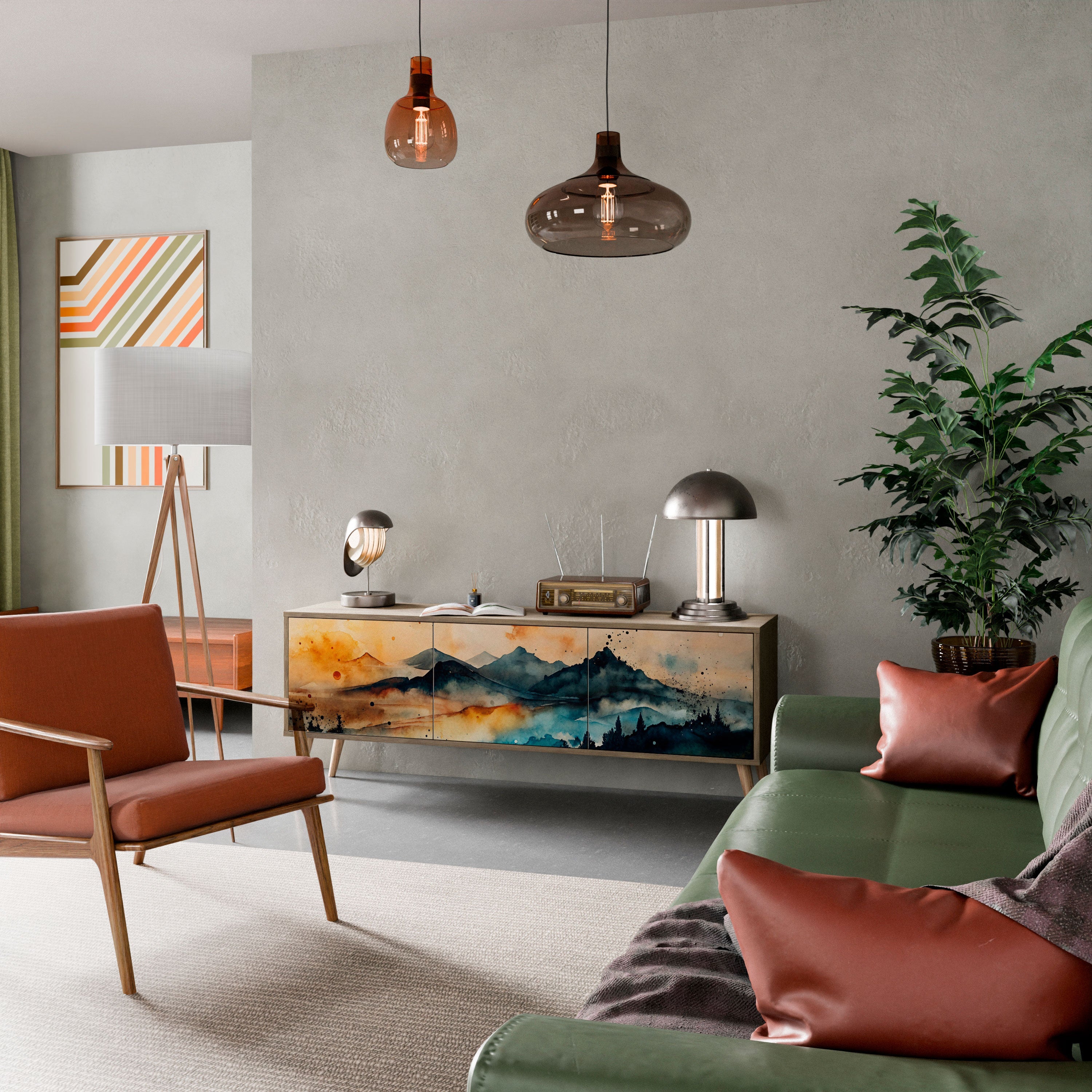 OMINOUS MOUNTAINS TV-Lowboard mit 3 Türen in Eiche-Optik