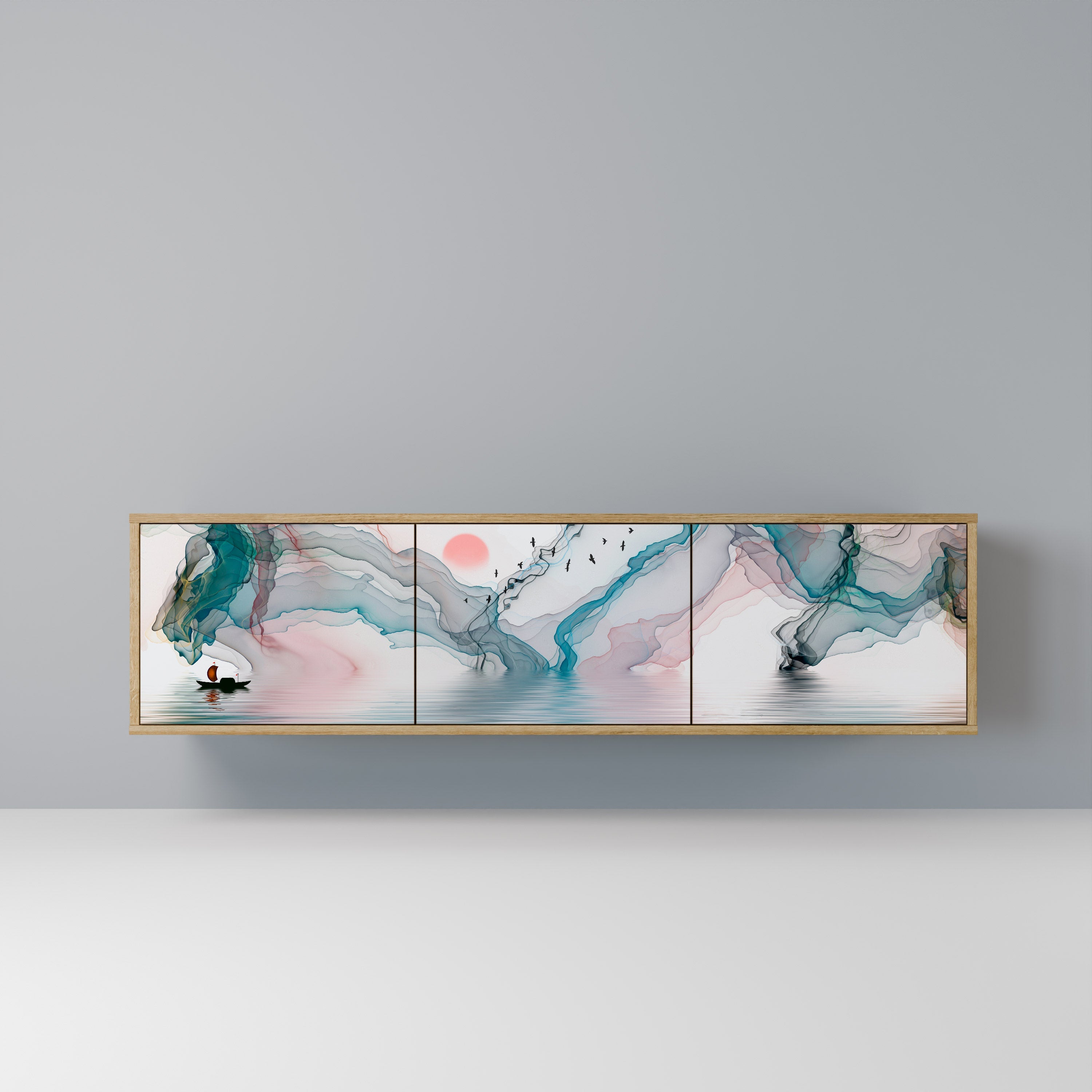 VELVET CROSSING TV-Lowboard mit 3 Türen in Eiche-Optik