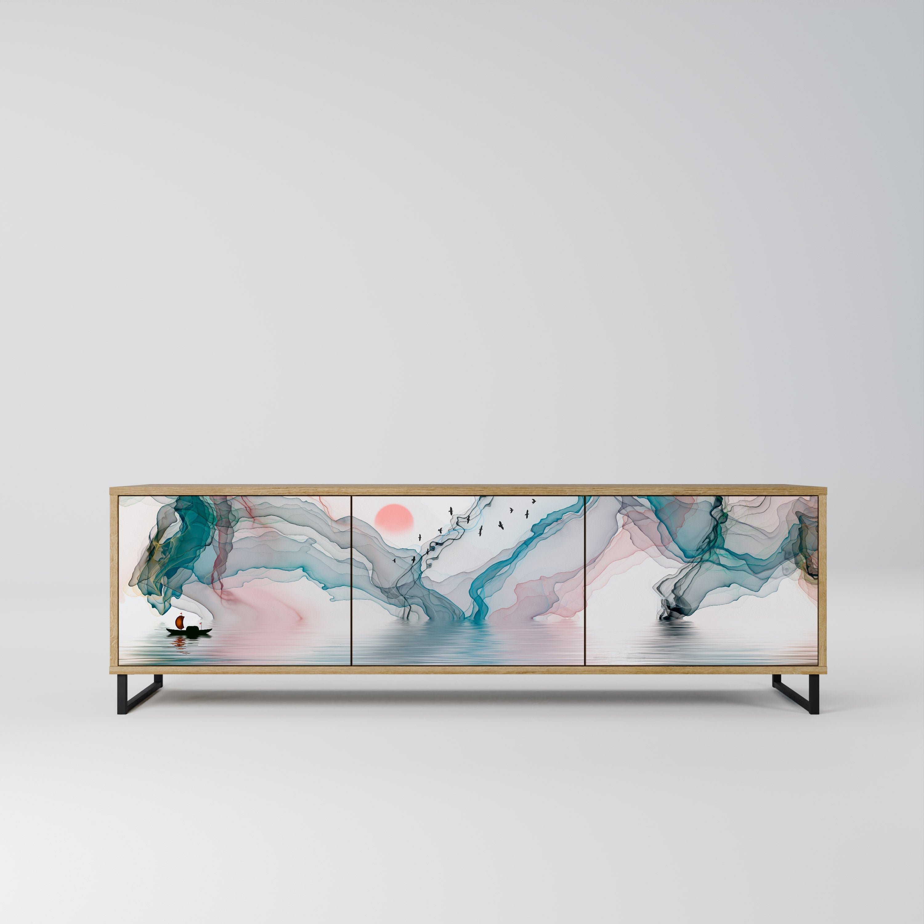 VELVET CROSSING TV-Lowboard mit 3 Türen in Eiche-Optik