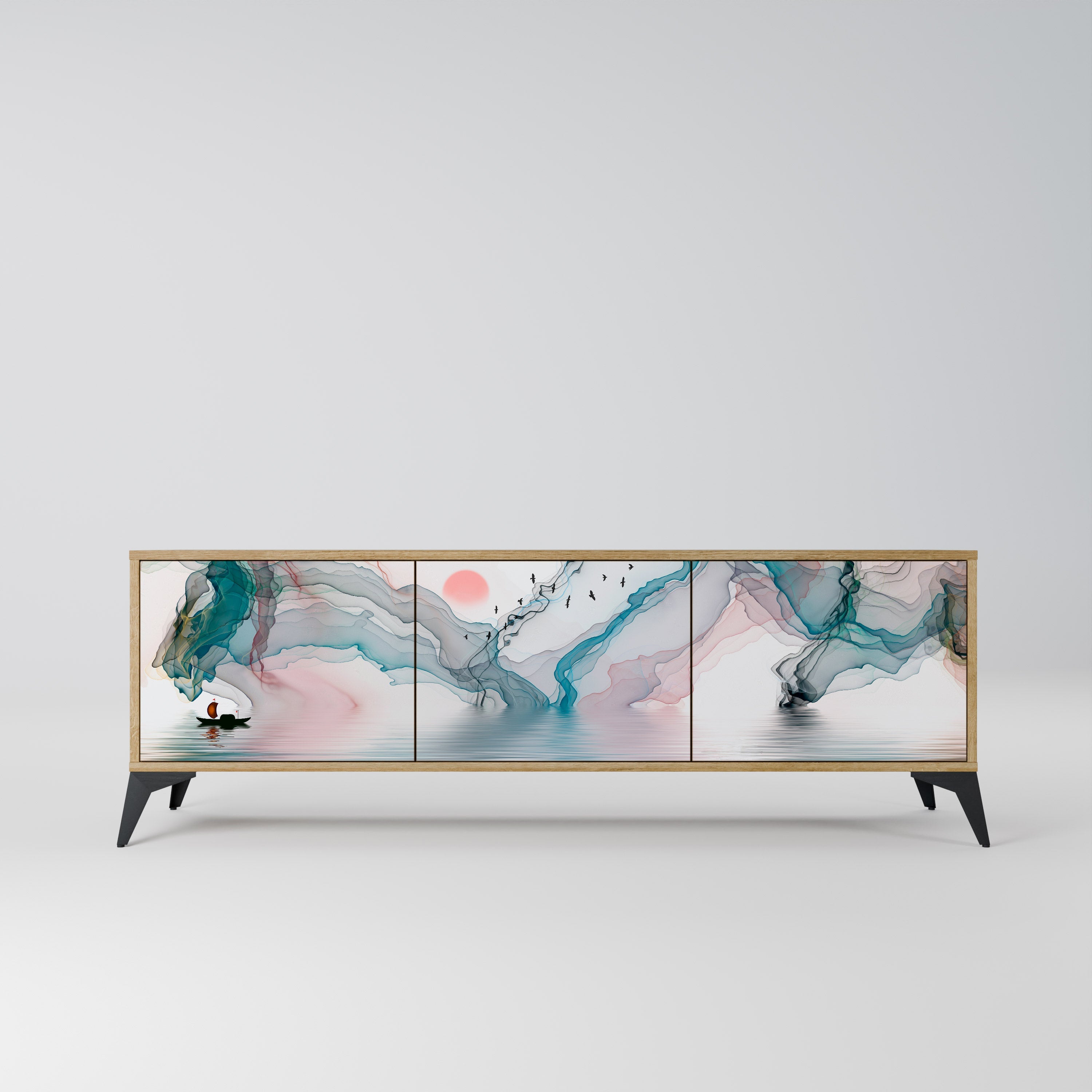 VELVET CROSSING TV-Lowboard mit 3 Türen in Eiche-Optik