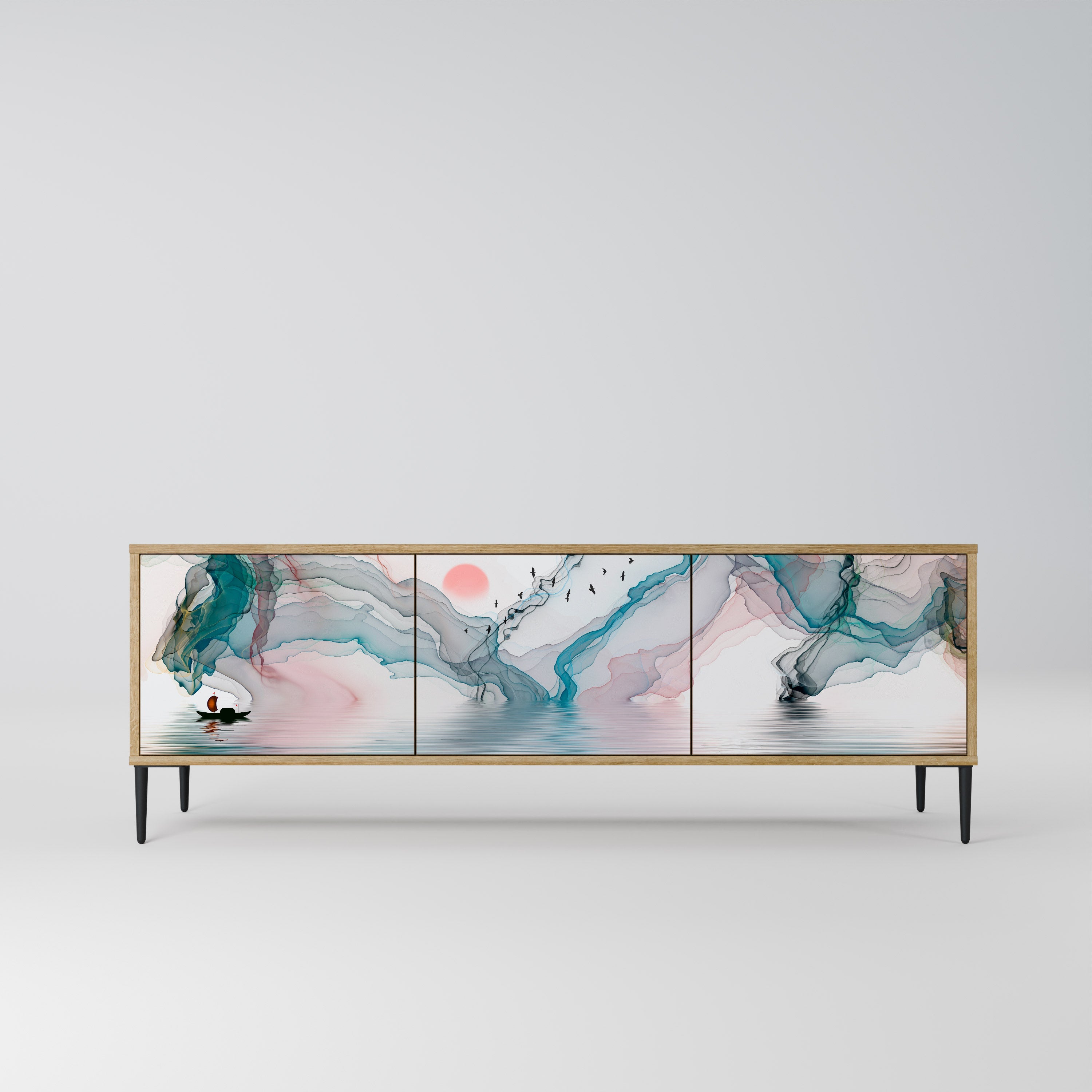 VELVET CROSSING TV-Lowboard mit 3 Türen in Eiche-Optik