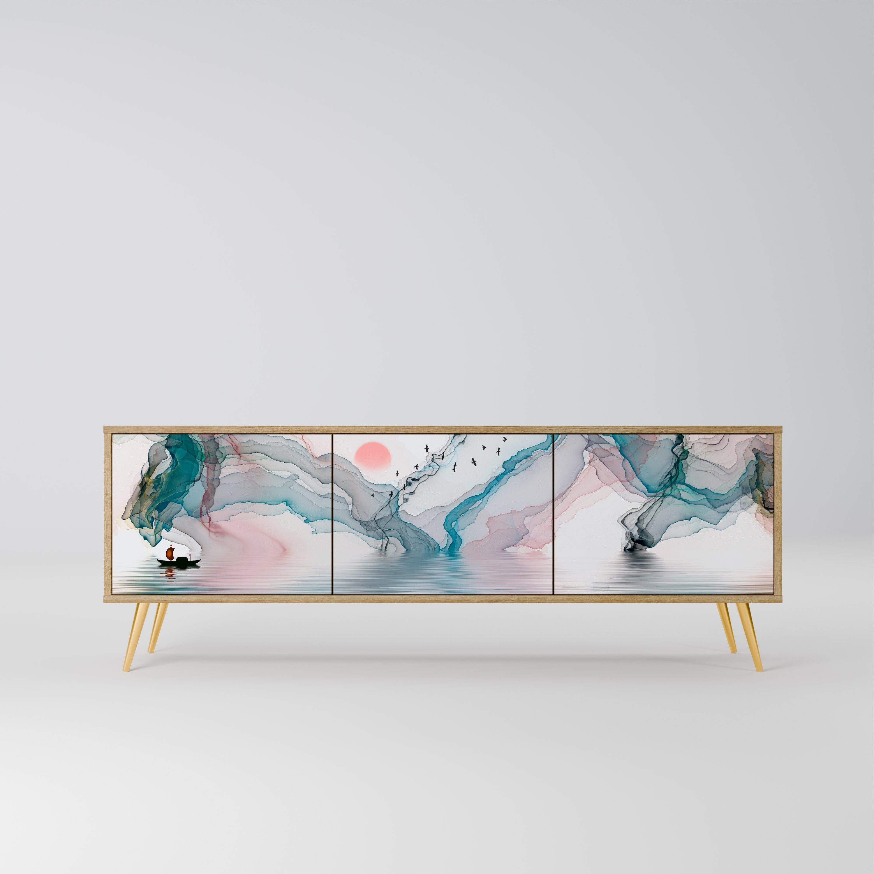 VELVET CROSSING TV-Lowboard mit 3 Türen in Eiche-Optik