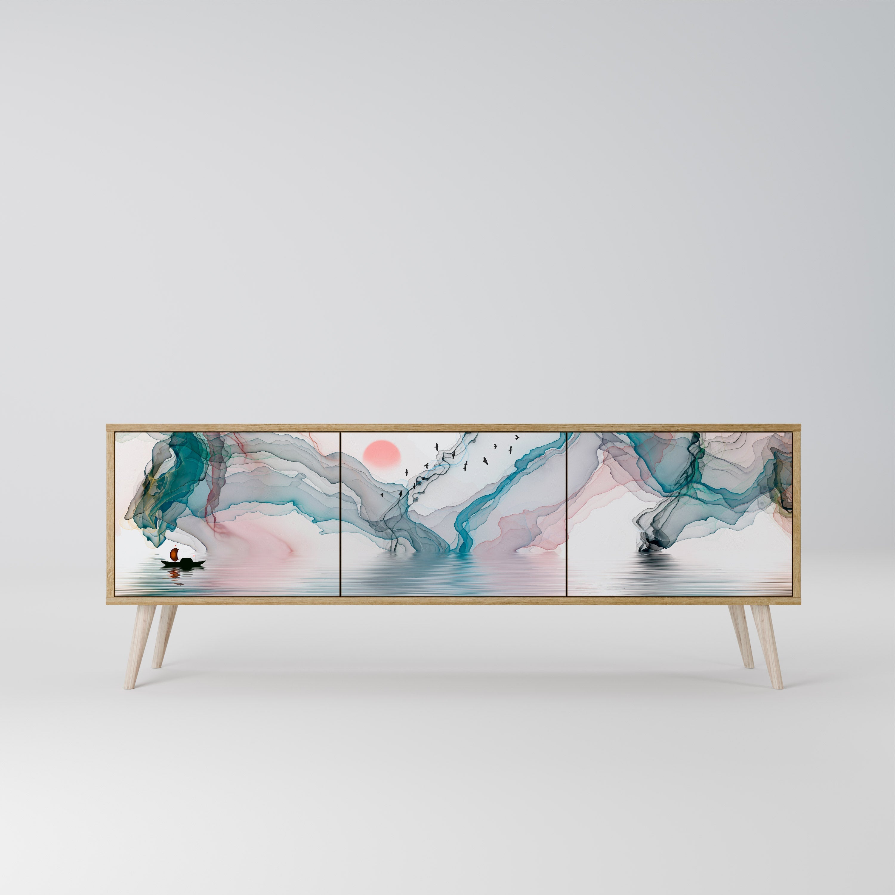 VELVET CROSSING TV-Lowboard mit 3 Türen in Eiche-Optik