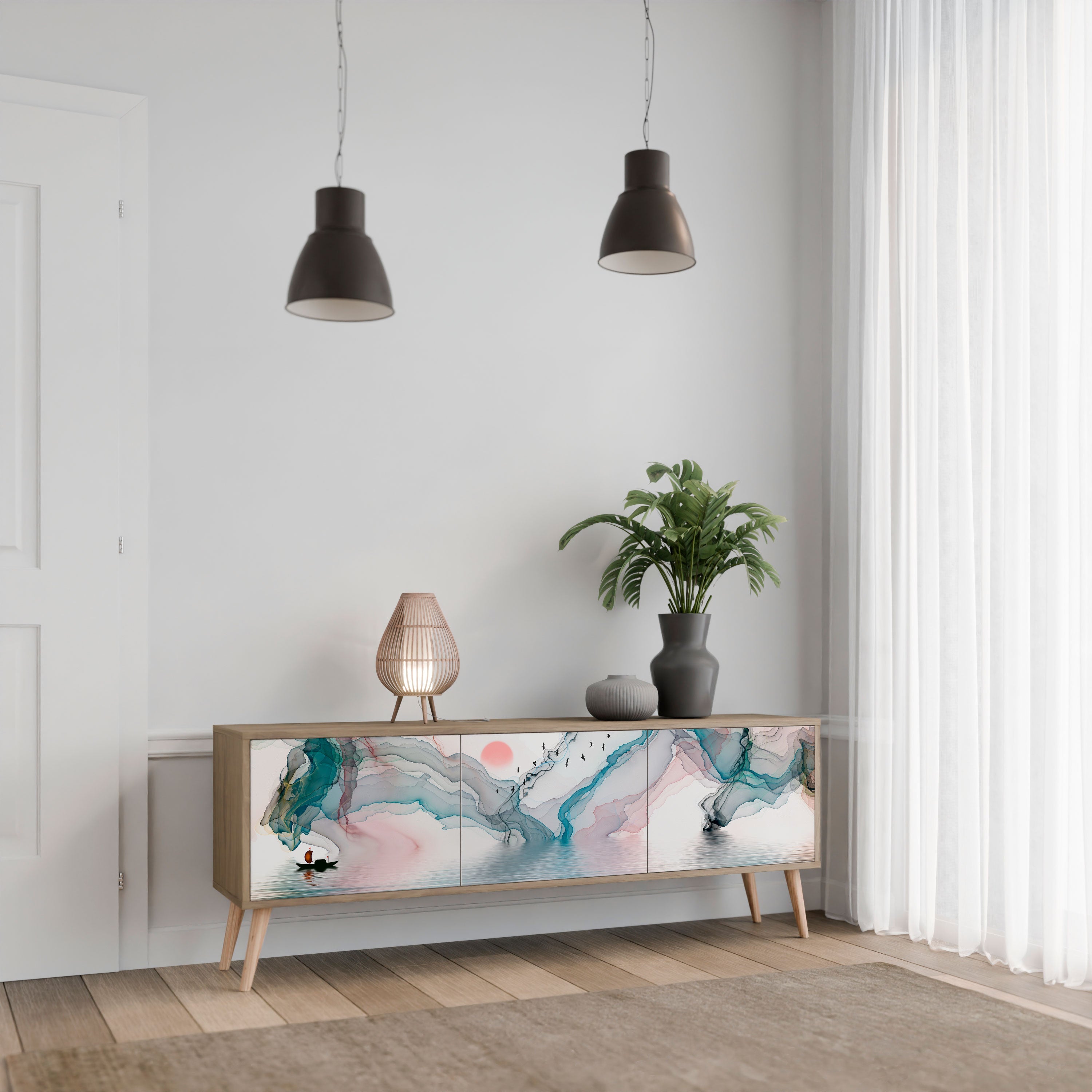 VELVET CROSSING TV-Lowboard mit 3 Türen in Eiche-Optik