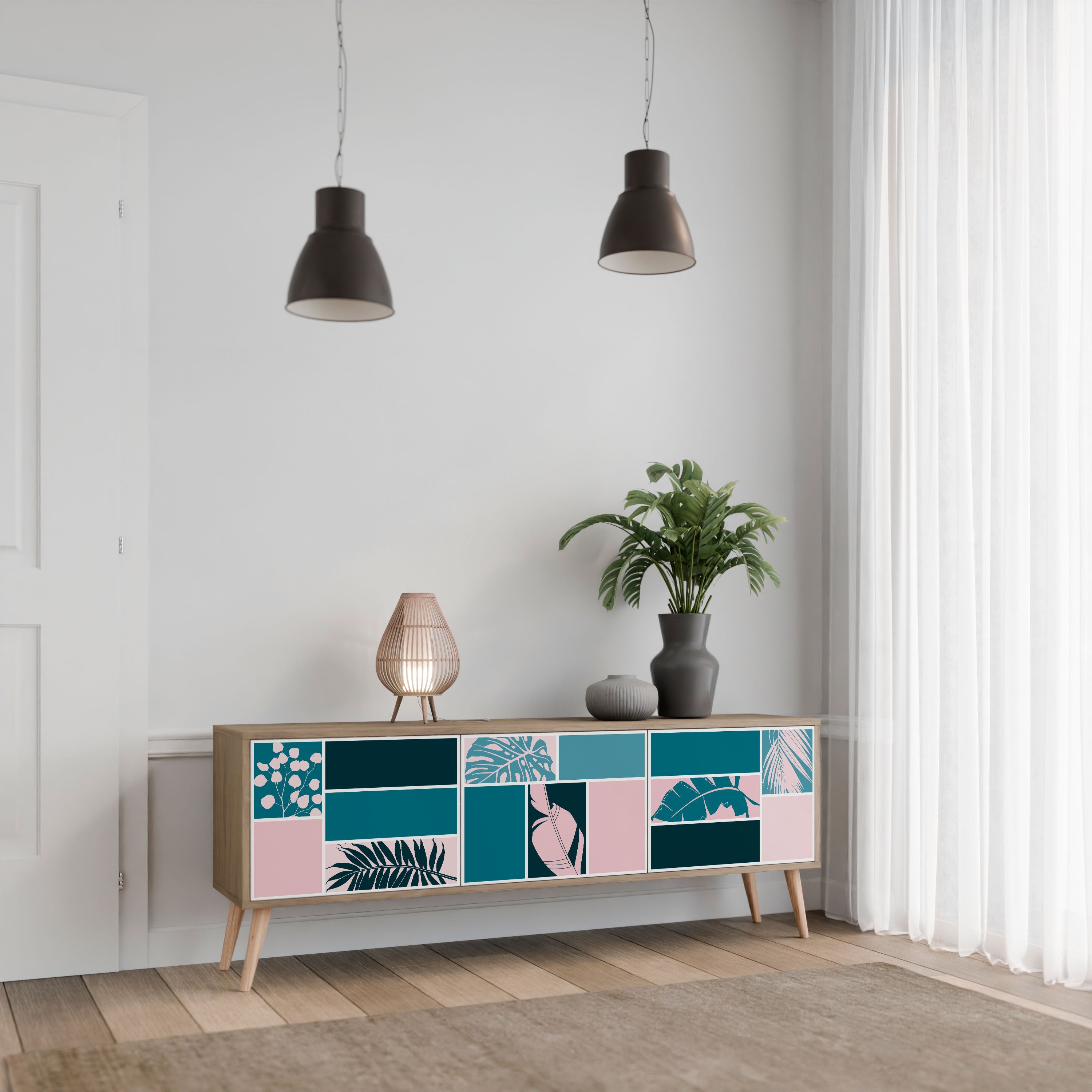 COMBINATION OF SHAPES TV-Lowboard mit 3 Türen in Eiche-Optik