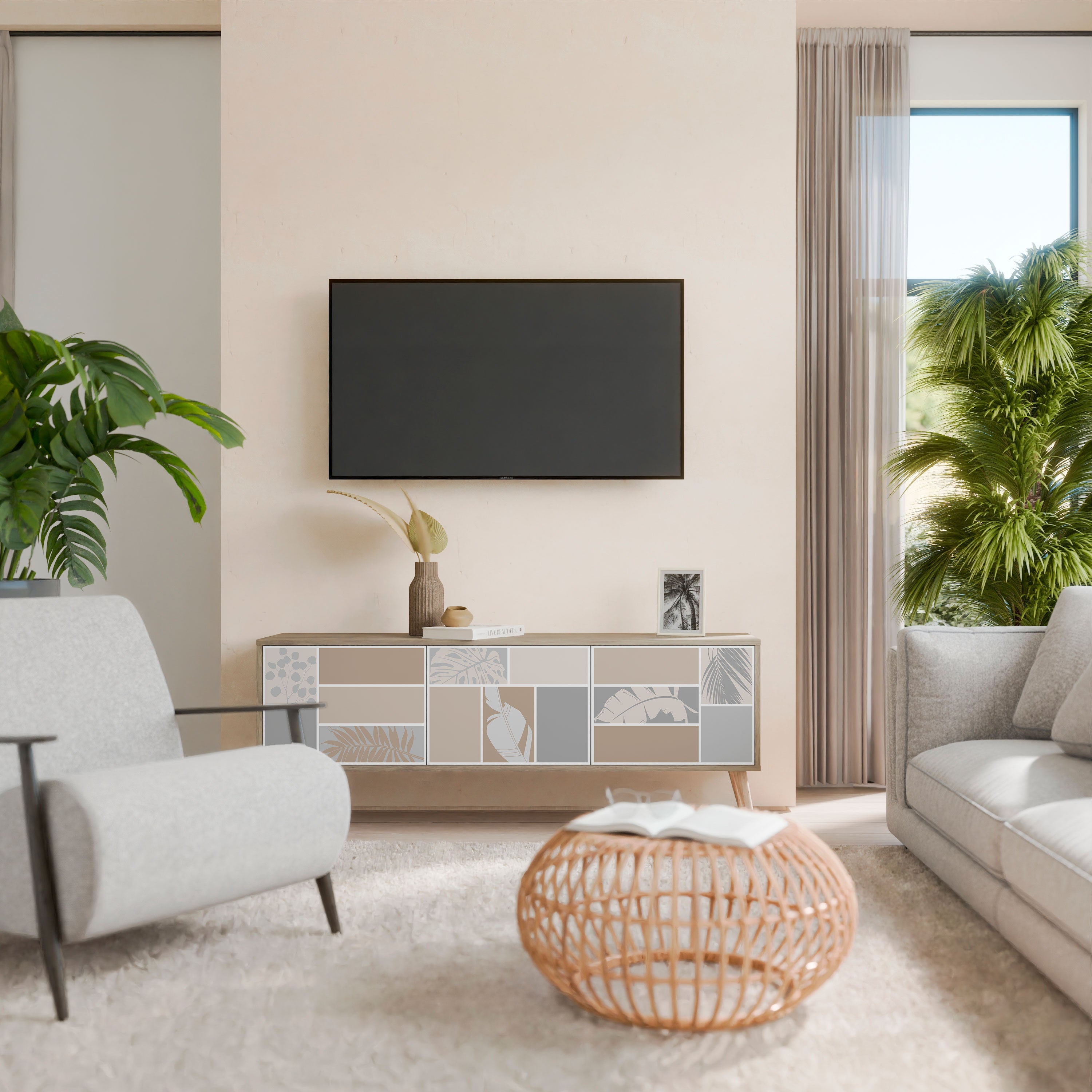 TROPICAL SHAPES TV-Lowboard mit 3 Türen in Eiche-Optik