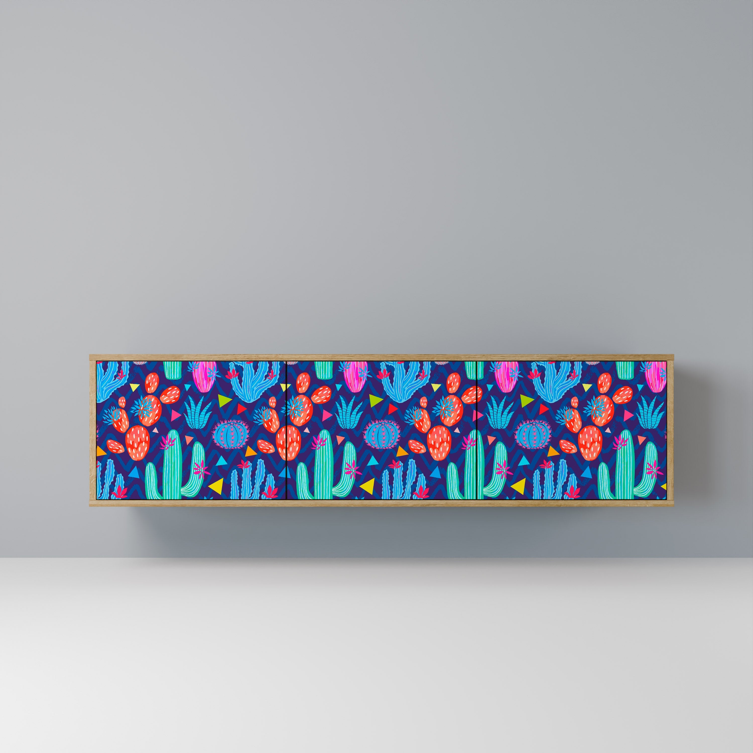 CACTUS VIBES TV-Lowboard mit 3 Türen in Eiche-Optik