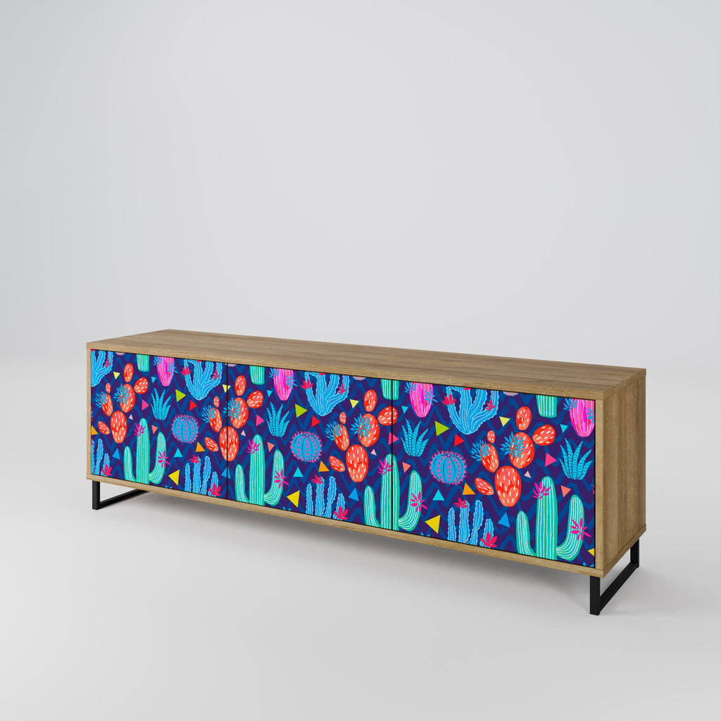 CACTUS VIBES TV-Lowboard mit 3 Türen in Eiche-Optik