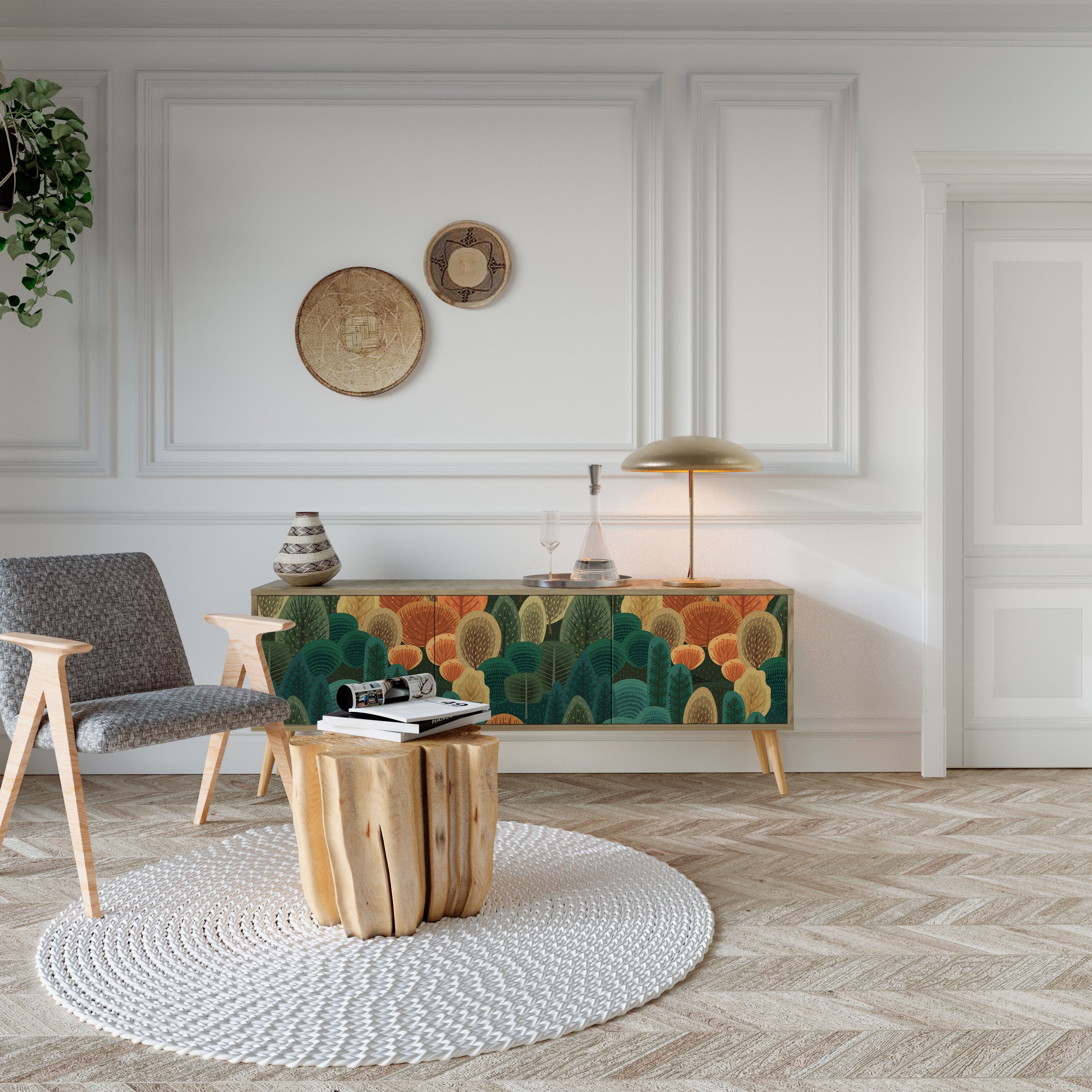 AUTUMN KALEIDOSCOPE TV-Lowboard mit 3 Türen in Eiche-Optik