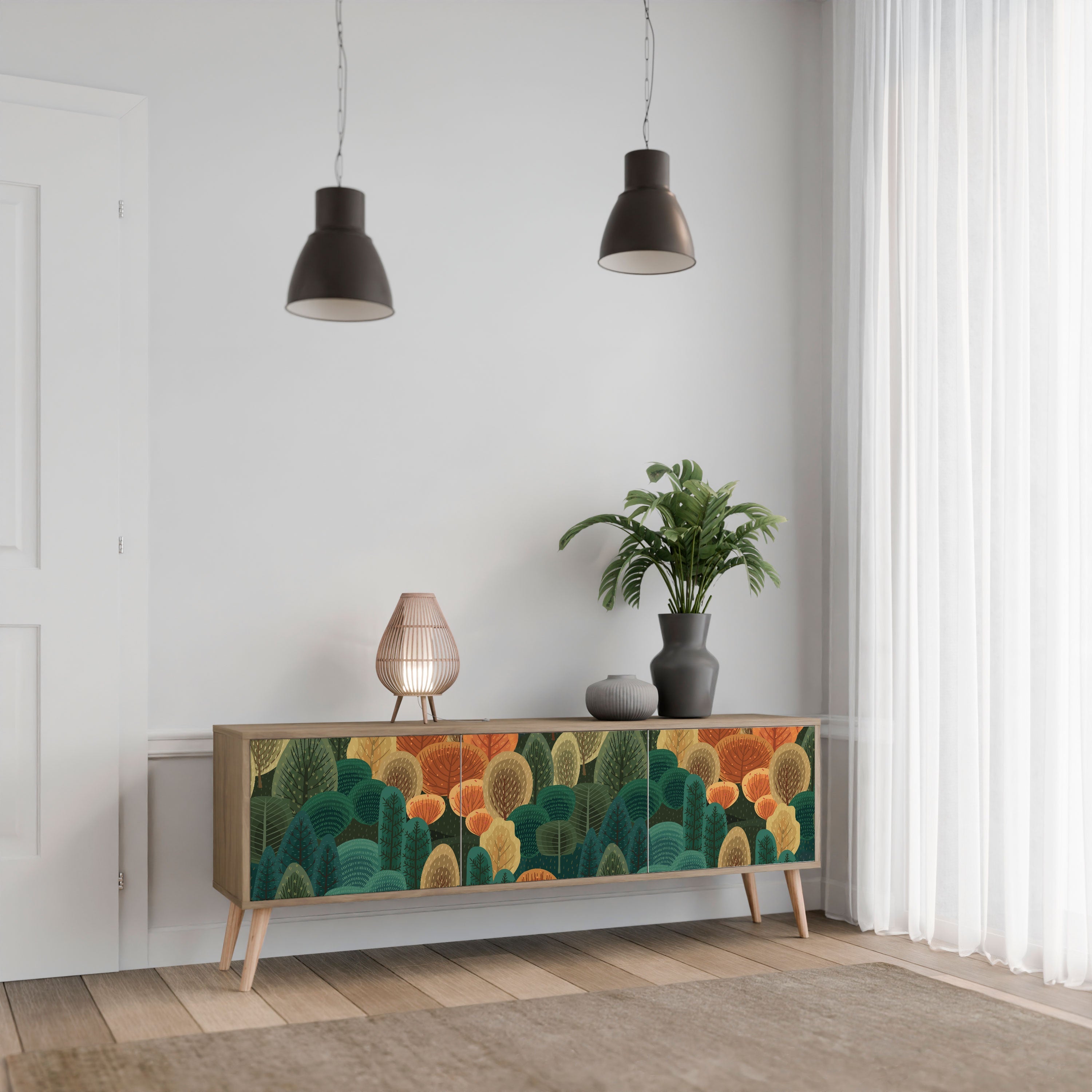 AUTUMN KALEIDOSCOPE TV-Lowboard mit 3 Türen in Eiche-Optik