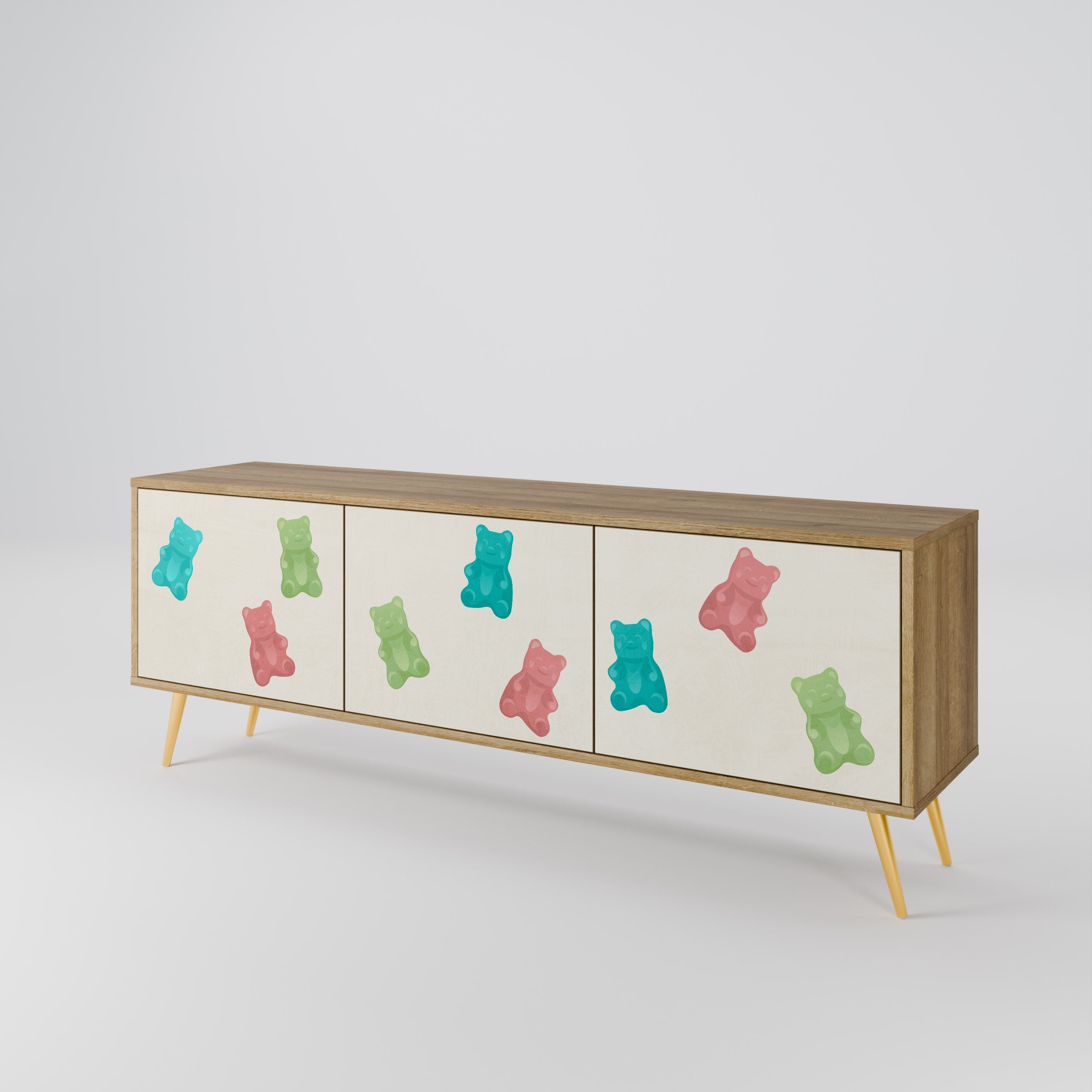 GUMMY BEARS TV-Lowboard mit 3 Türen in Eiche-Optik