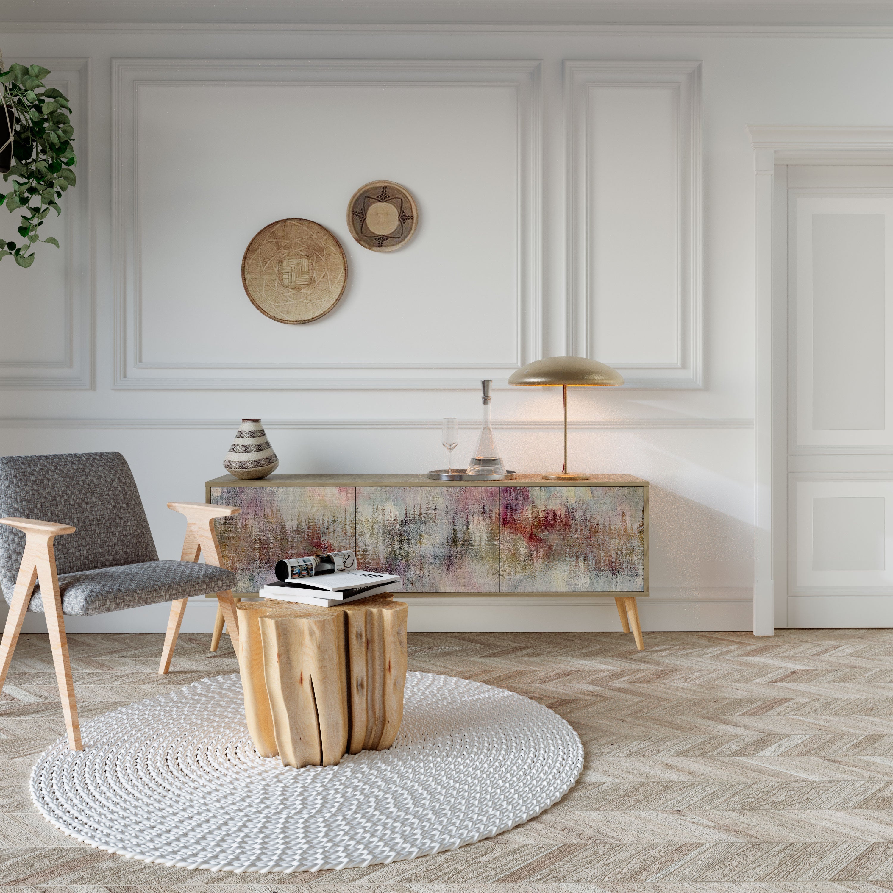 VEILED SUMMIT TV-Lowboard mit 3 Türen in Eiche-Optik