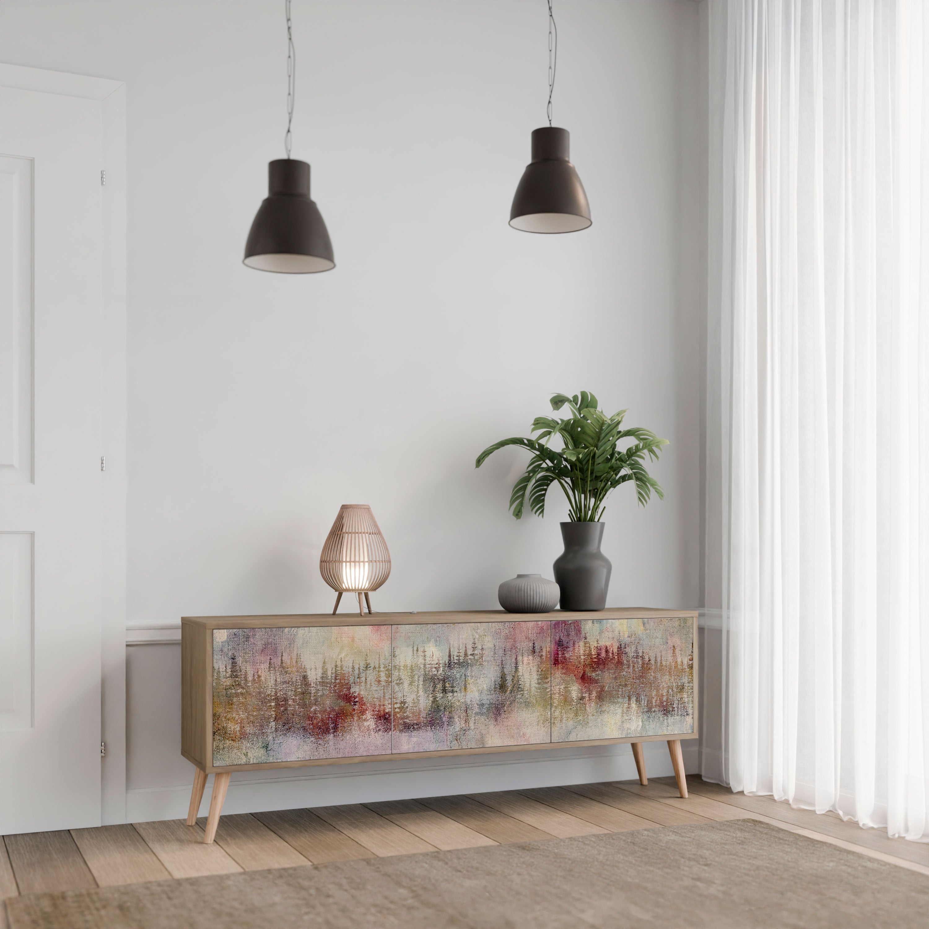 VEILED SUMMIT TV-Lowboard mit 3 Türen in Eiche-Optik