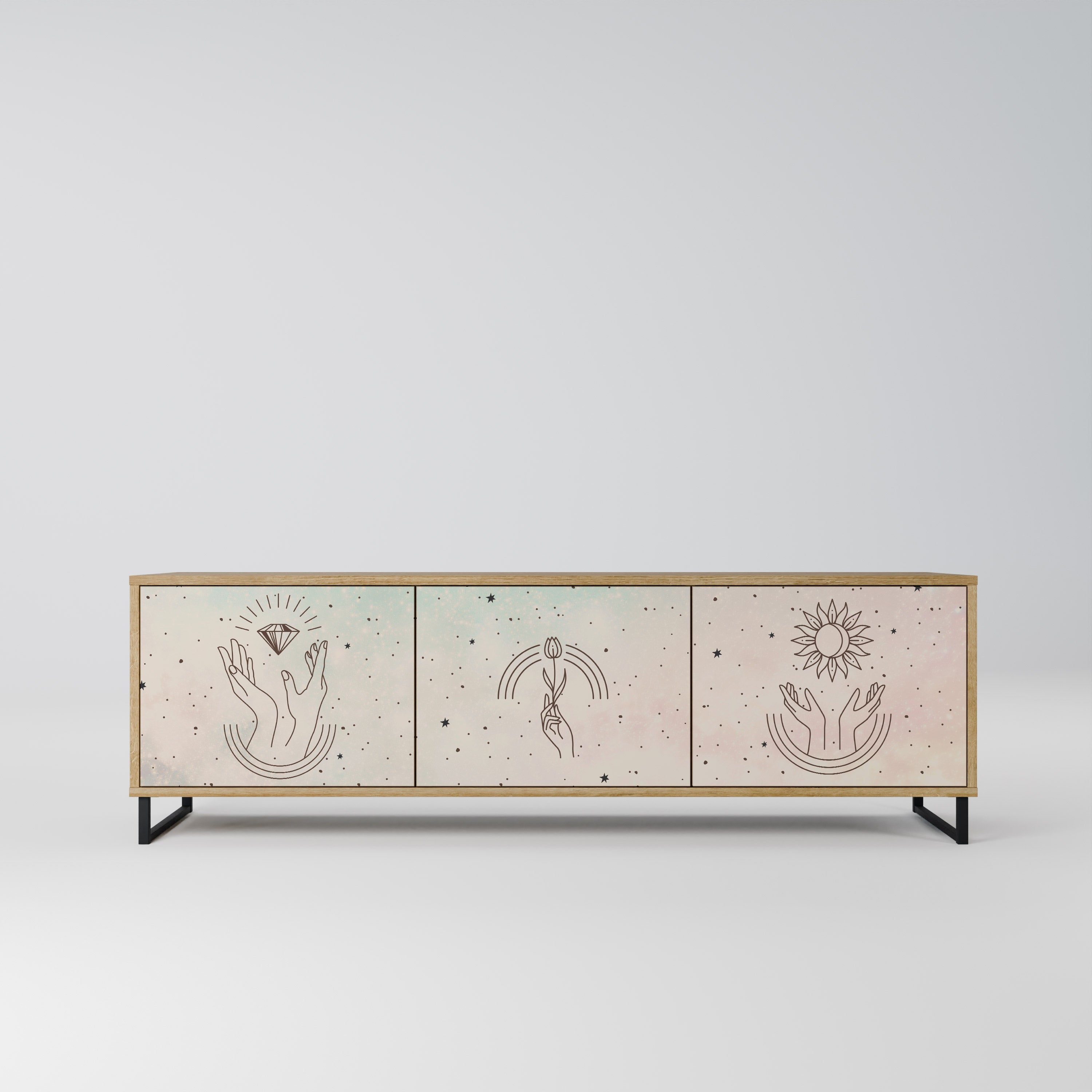 DELICATE BEAUTY TV-Lowboard mit 3 Türen in Eiche-Optik