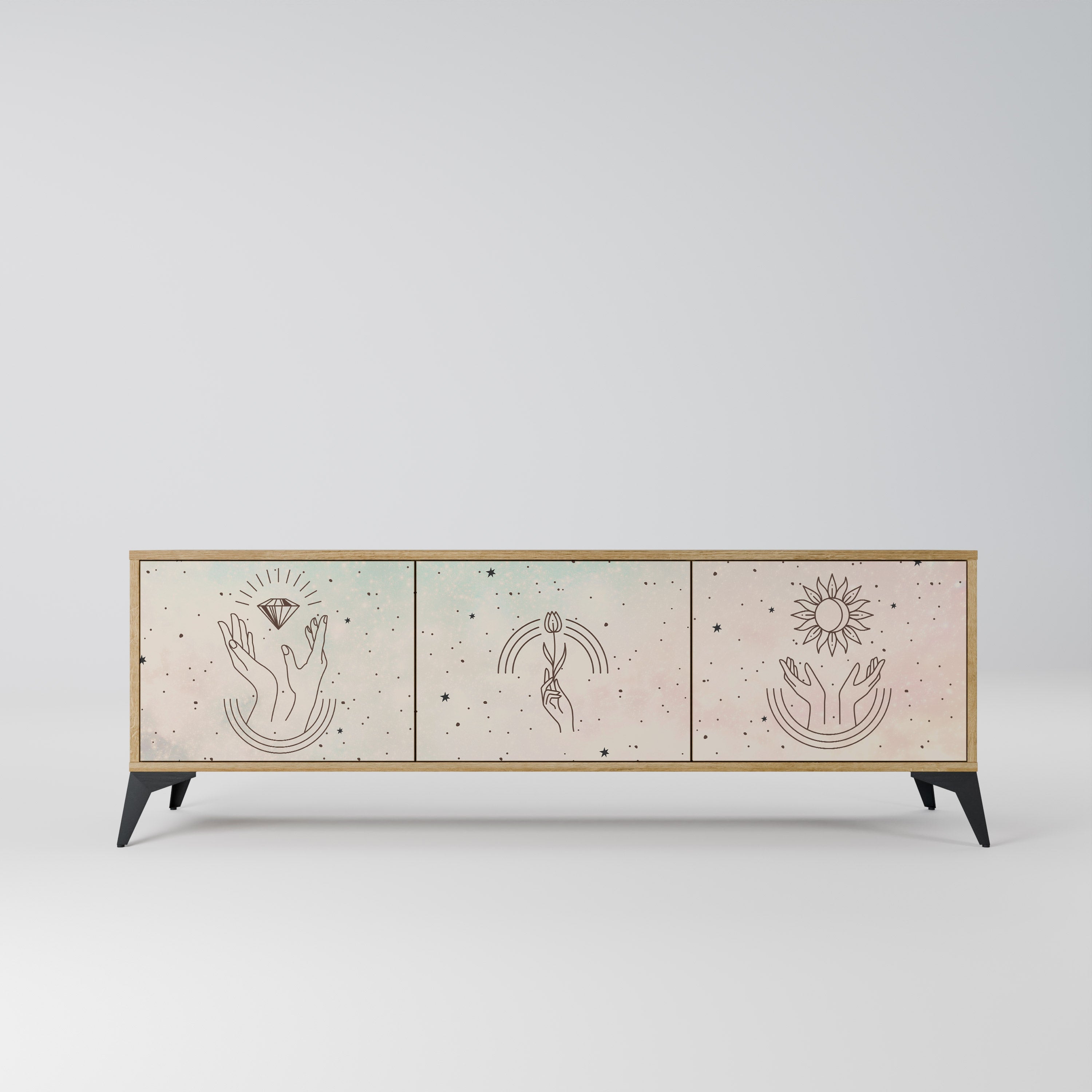 DELICATE BEAUTY TV-Lowboard mit 3 Türen in Eiche-Optik