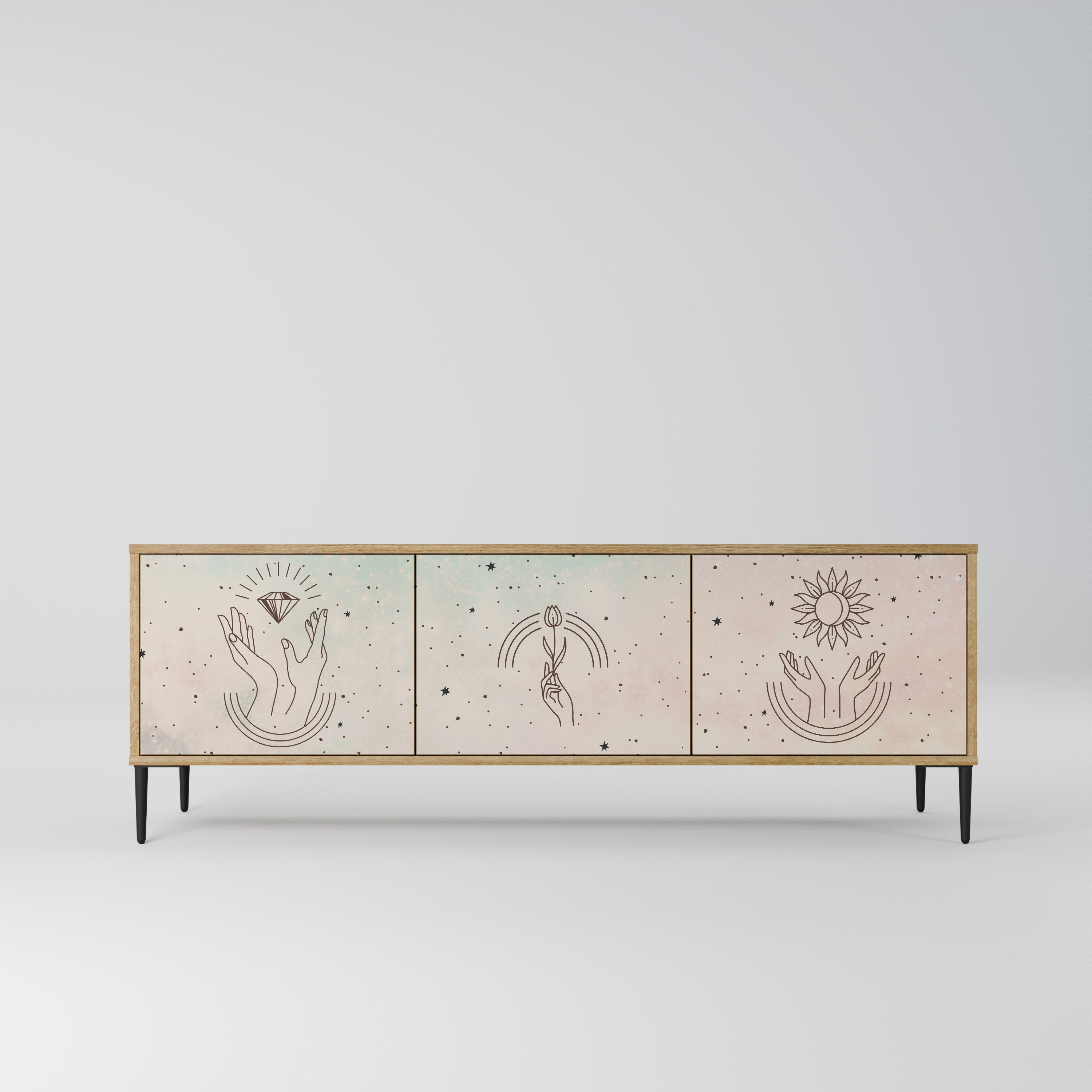 DELICATE BEAUTY TV-Lowboard mit 3 Türen in Eiche-Optik