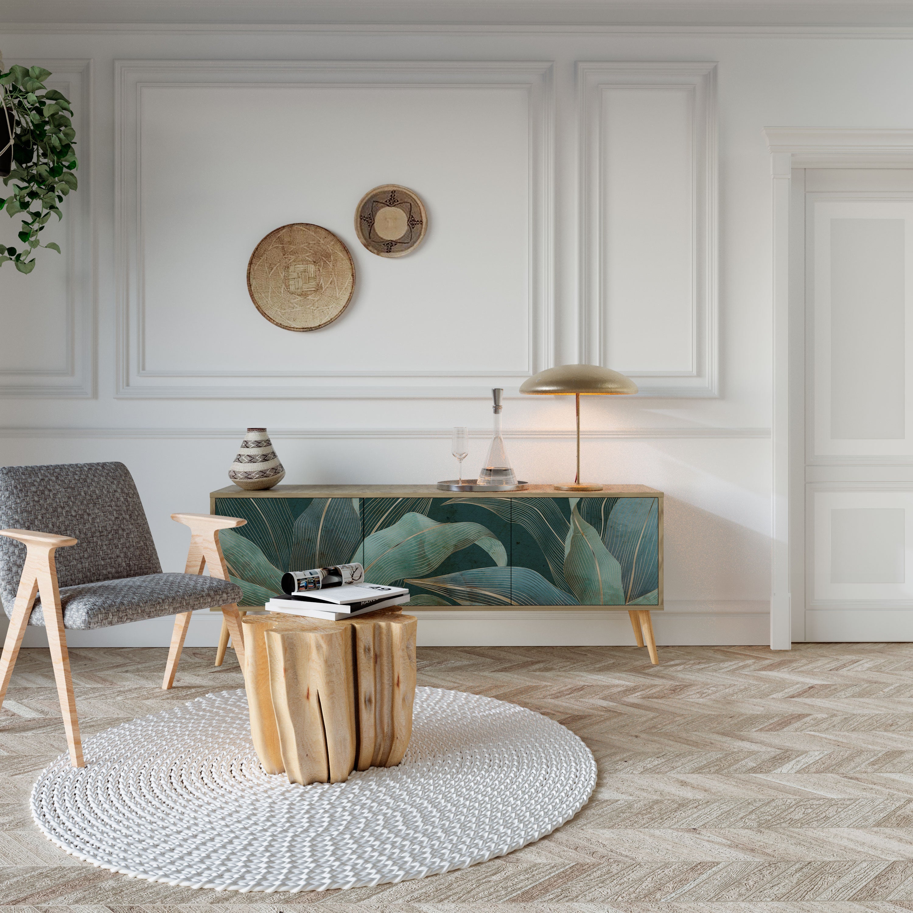 ROYAL GREEN TV-Lowboard mit 3 Türen in Eiche-Optik