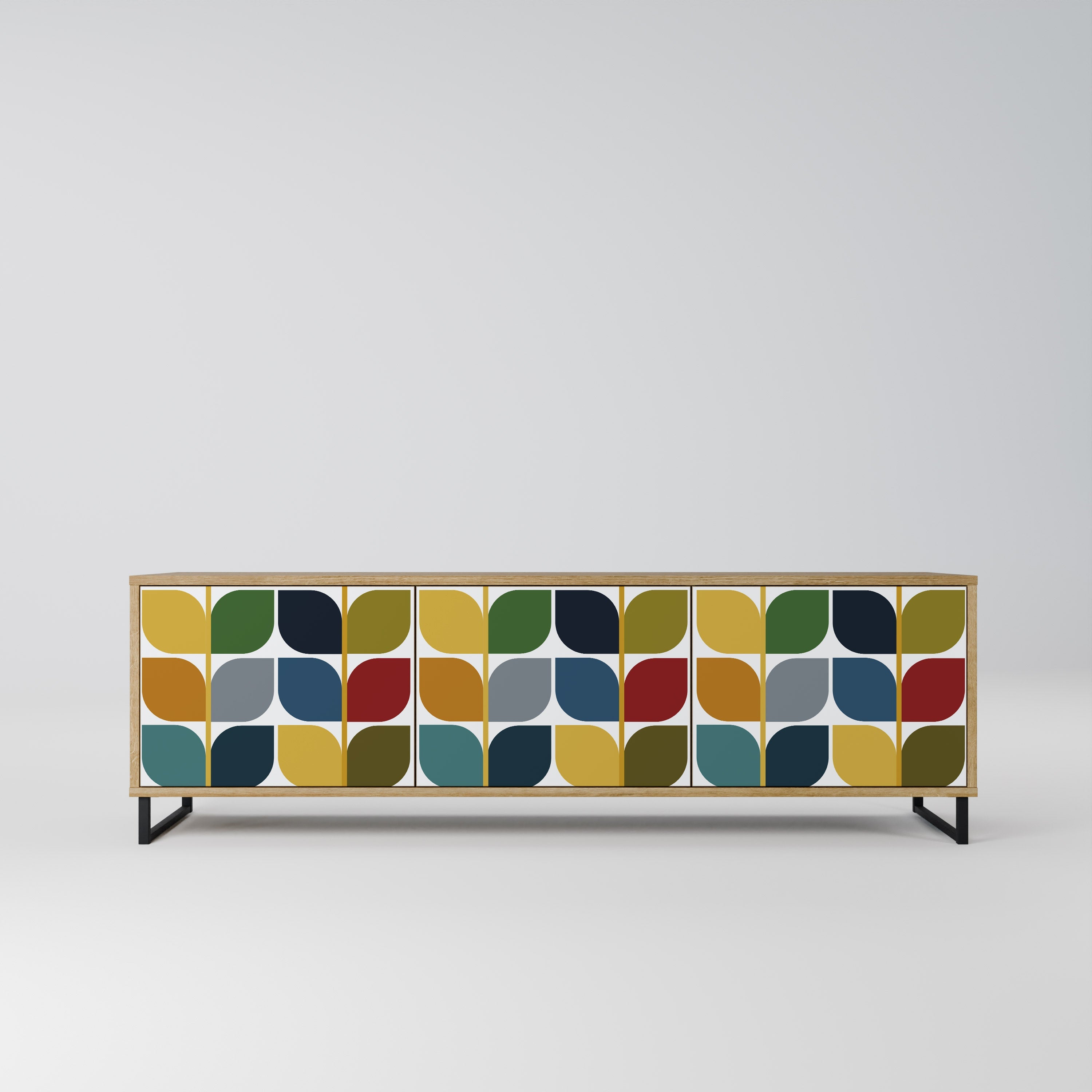 WEIGHTLESS HOURS 3-Door TV Stand in Oak Effect