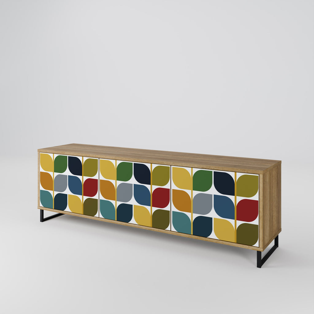 WEIGHTLESS HOURS 3-Door TV Stand in Oak Effect