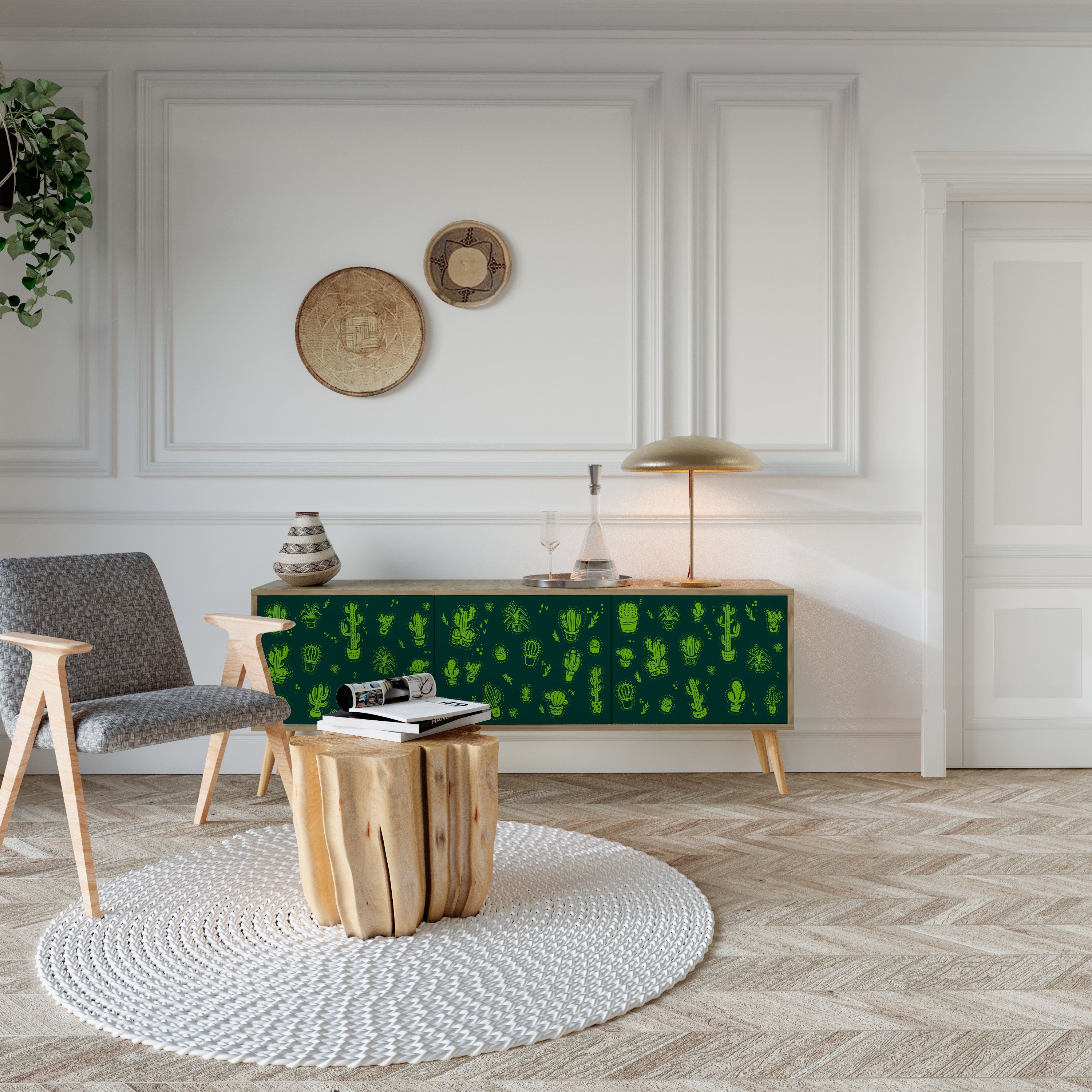 DESERT GREEN TV-Lowboard mit 3 Türen in Eiche-Optik