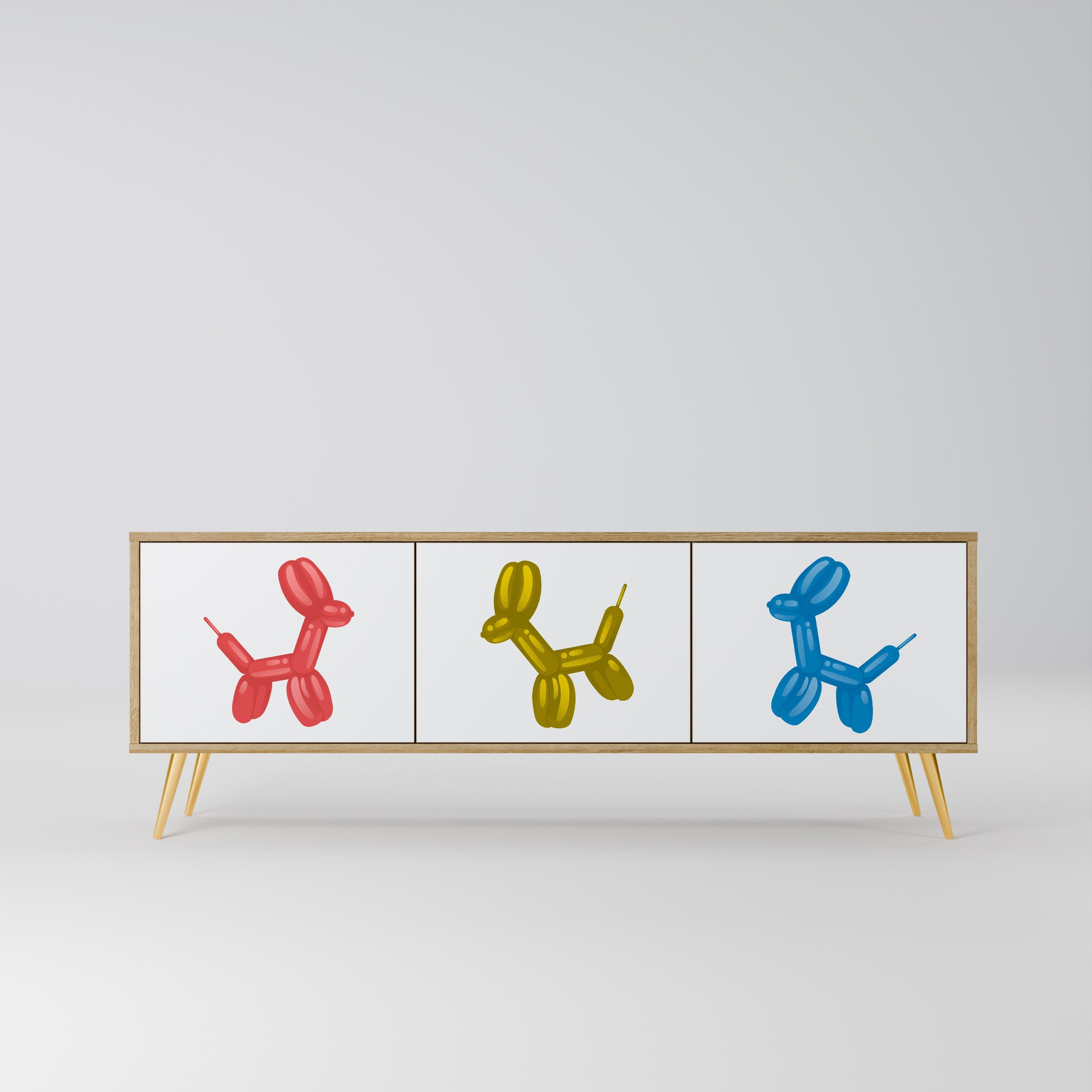 CHILDHOOD MEMORY TV-Lowboard mit 3 Türen in Eiche-Optik