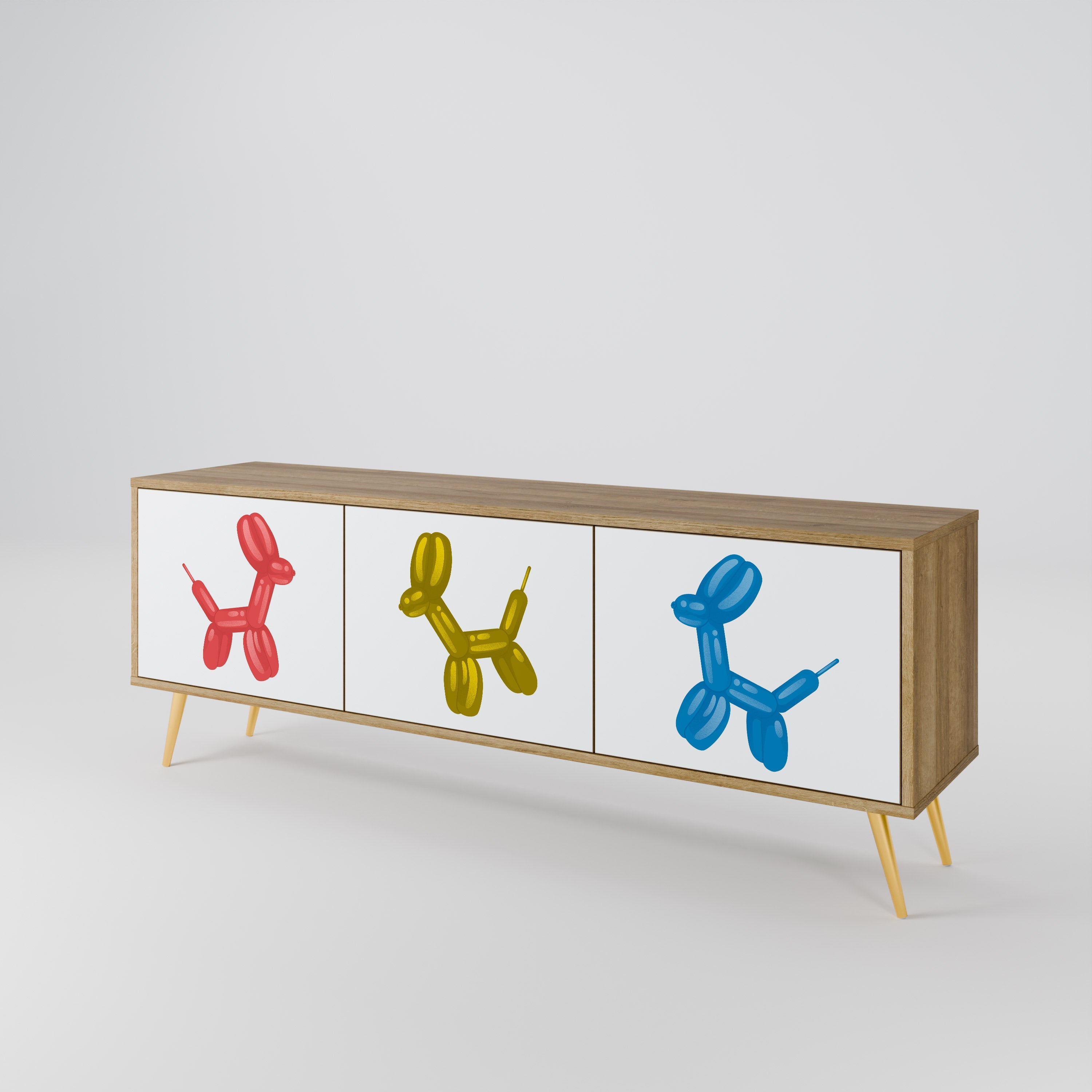 CHILDHOOD MEMORY TV-Lowboard mit 3 Türen in Eiche-Optik