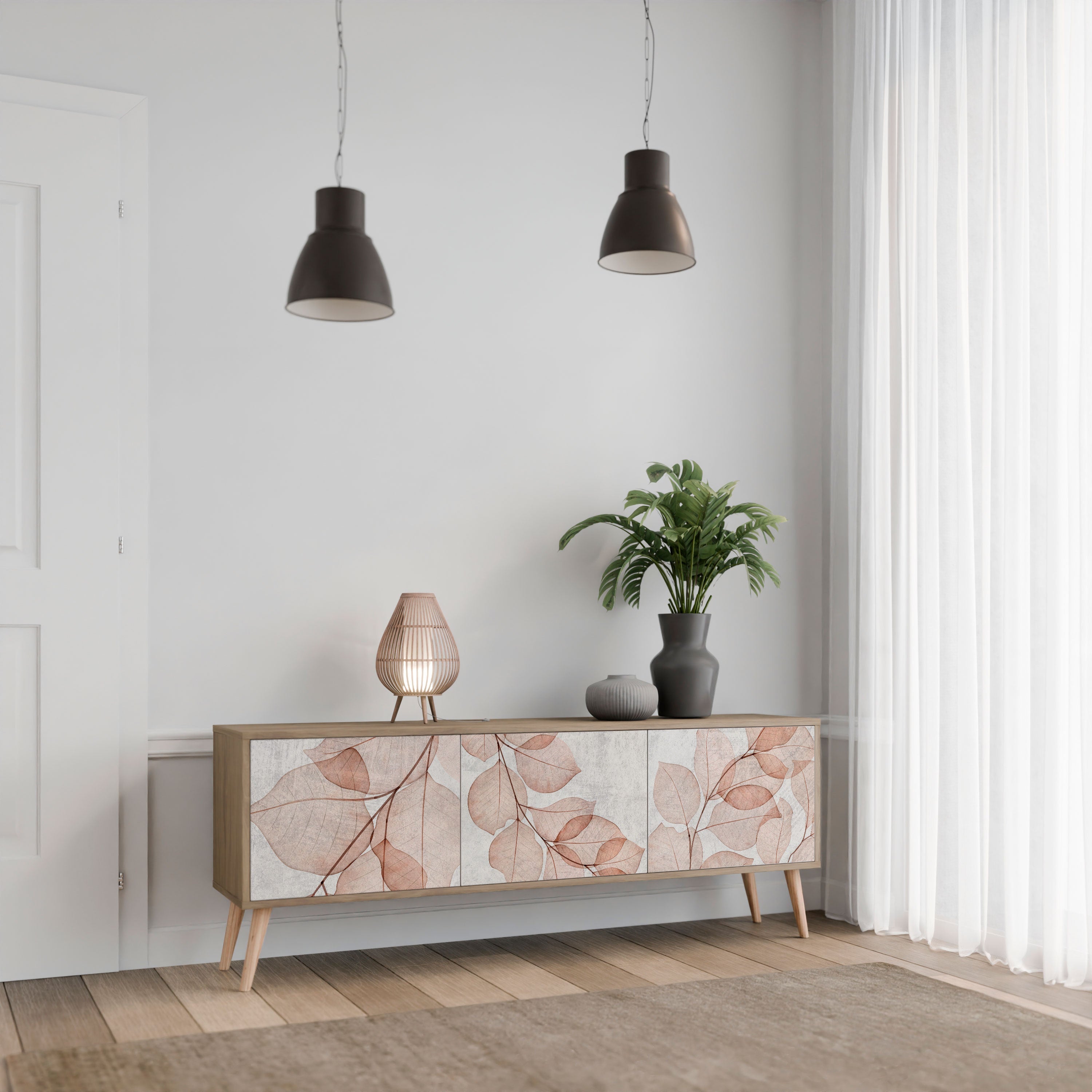 AUTUMN FRAGILITY TV-Lowboard mit 3 Türen in Eiche-Optik