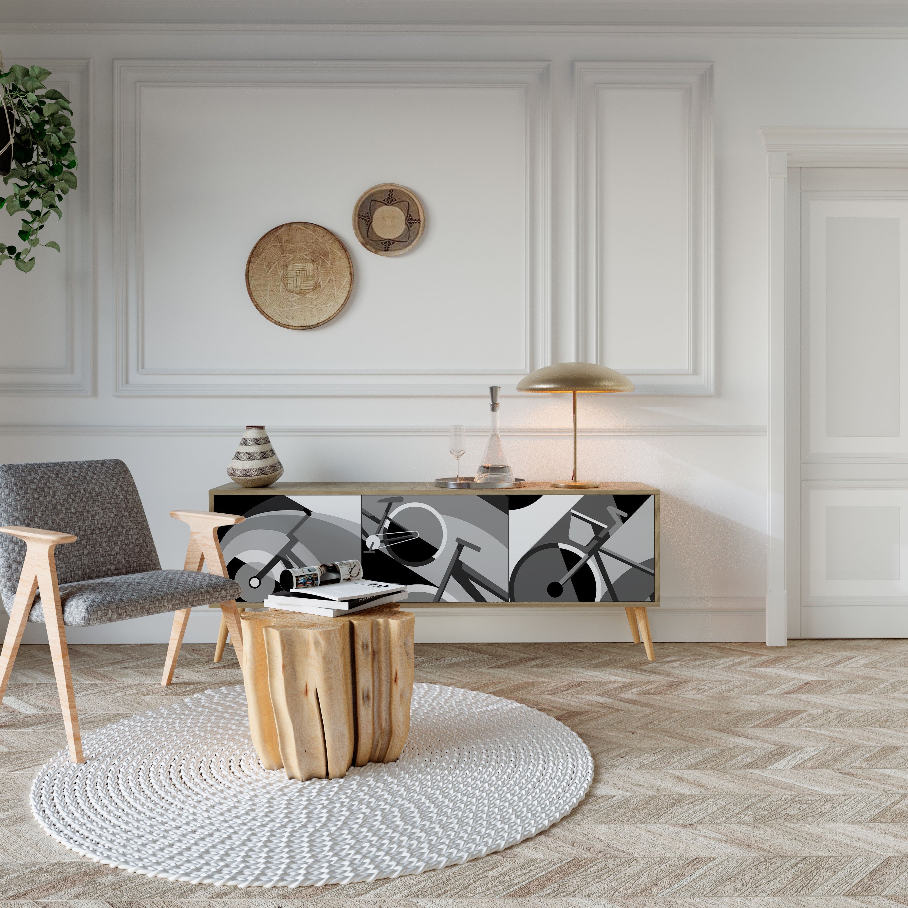 BIKE ENERGY TV-Lowboard mit 3 Türen in Eiche-Optik